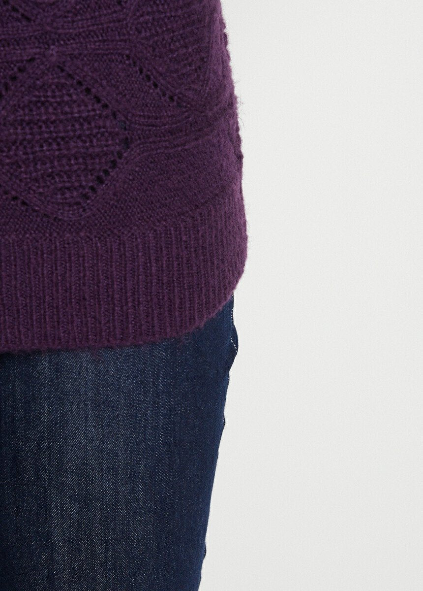 Pull_tunique_mi_long_uni_col_rond_maille_ajourée_Violine_DE3_slim