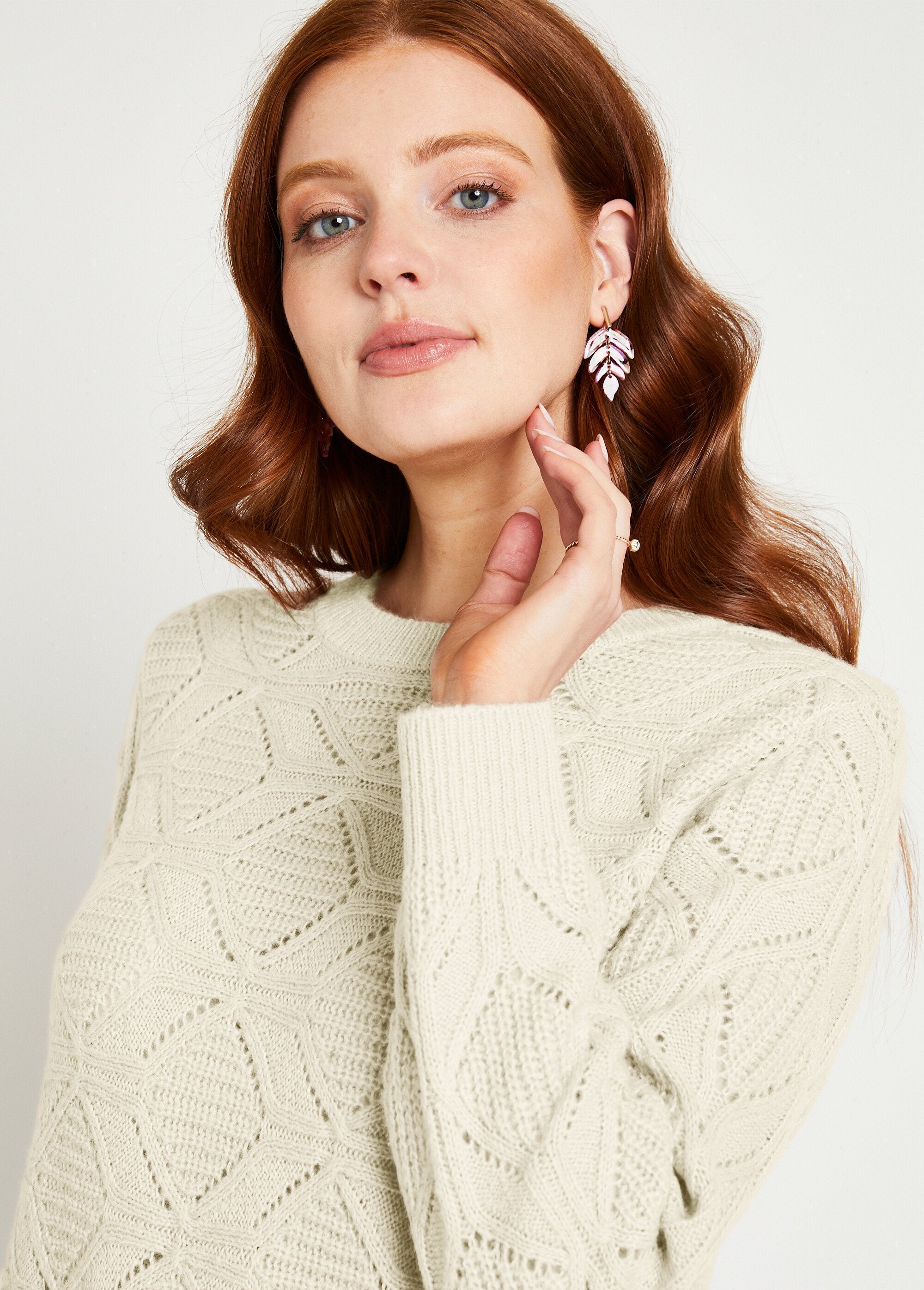 Pull_tunique_mi_long_uni_col_rond_maille_ajourée_Ecru_DE1_slim