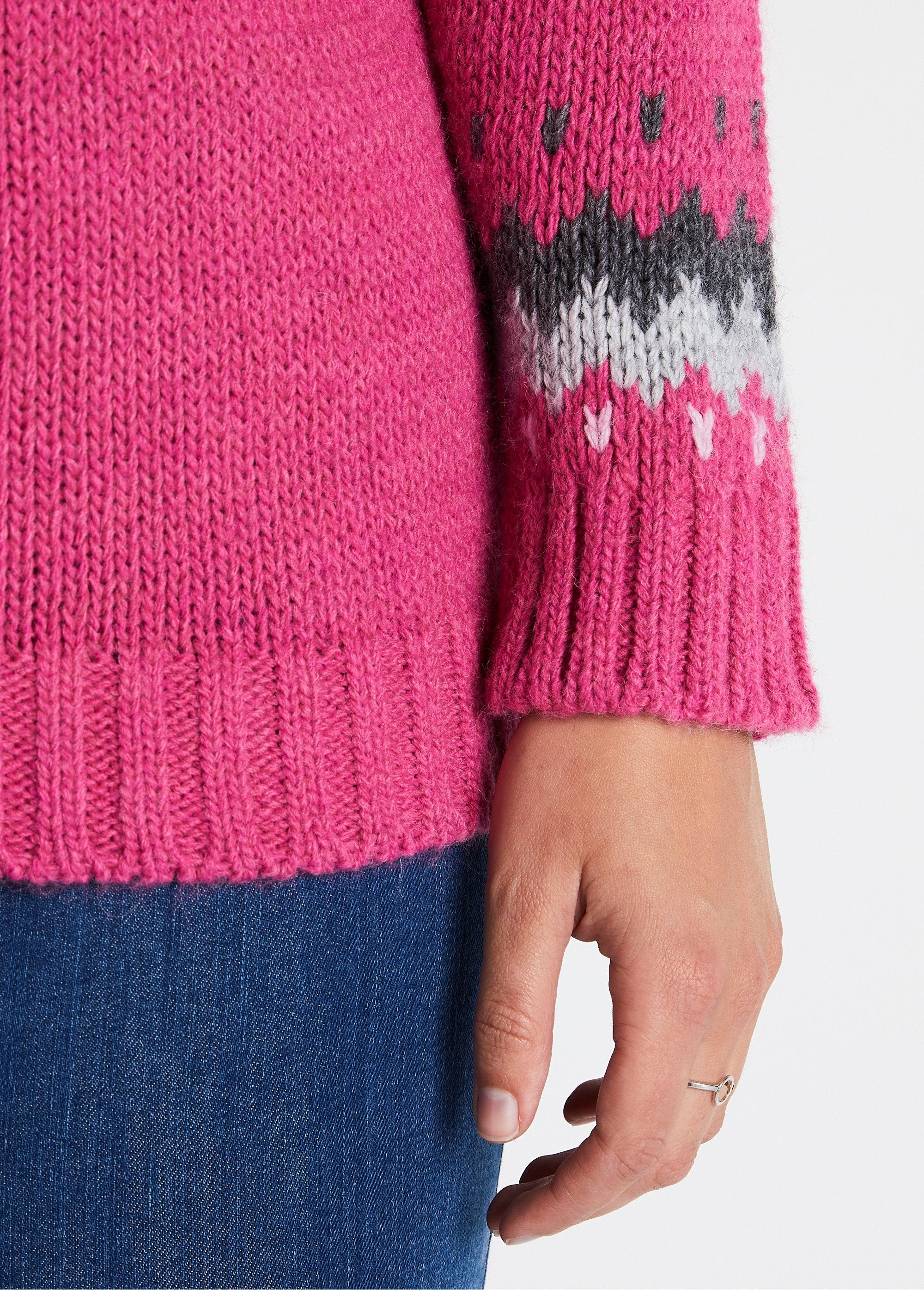 Pull_uni_jacquard_placé_Fuchsia_et_gris_DE2_curvy