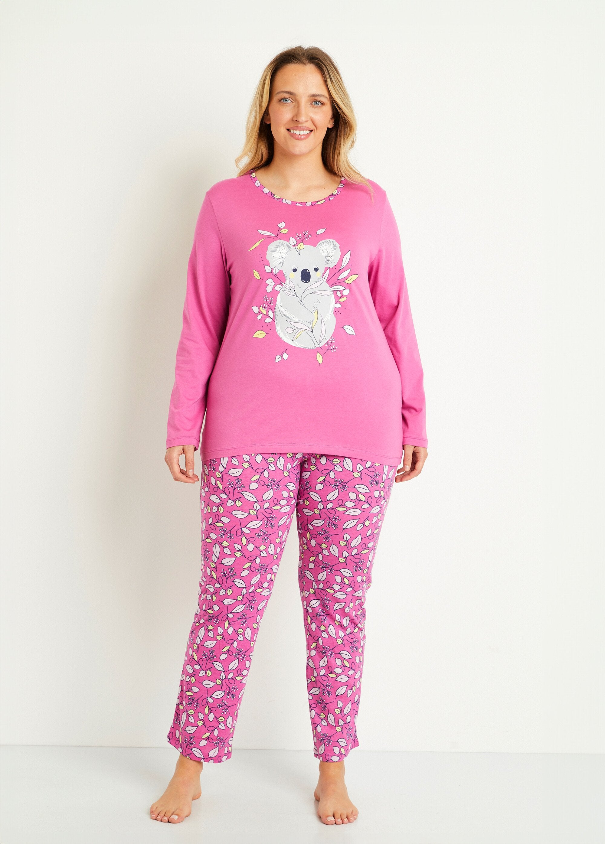 Pyjama_coton_imprimé_motif_koala_Rose_FA1_curvy
