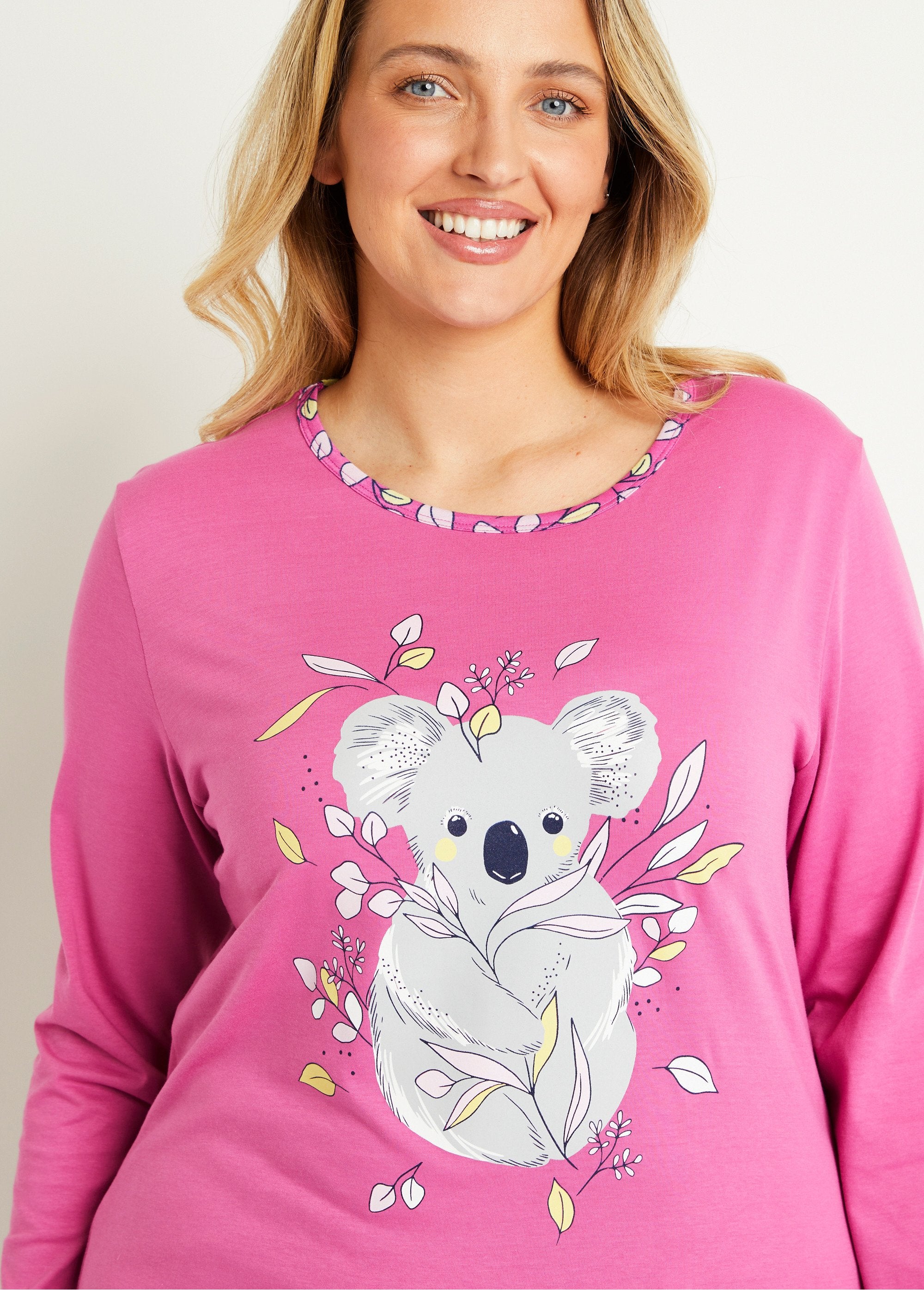 Pyjama_coton_imprimé_motif_koala_Rose_DE1_curvy