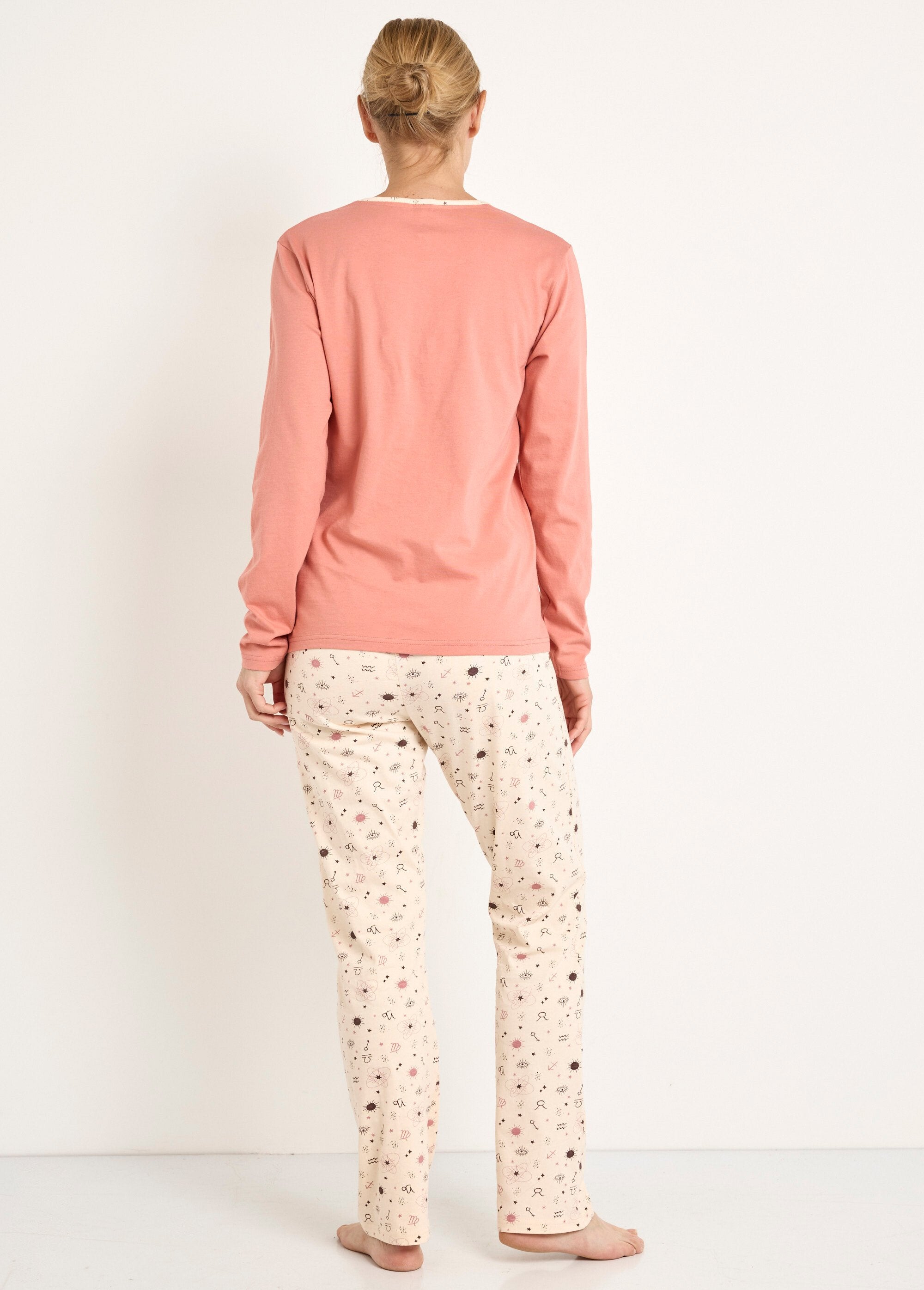 Pyjama_pantalon_manches_longues_coton_Terracotta_et_ecru_DO1_slim