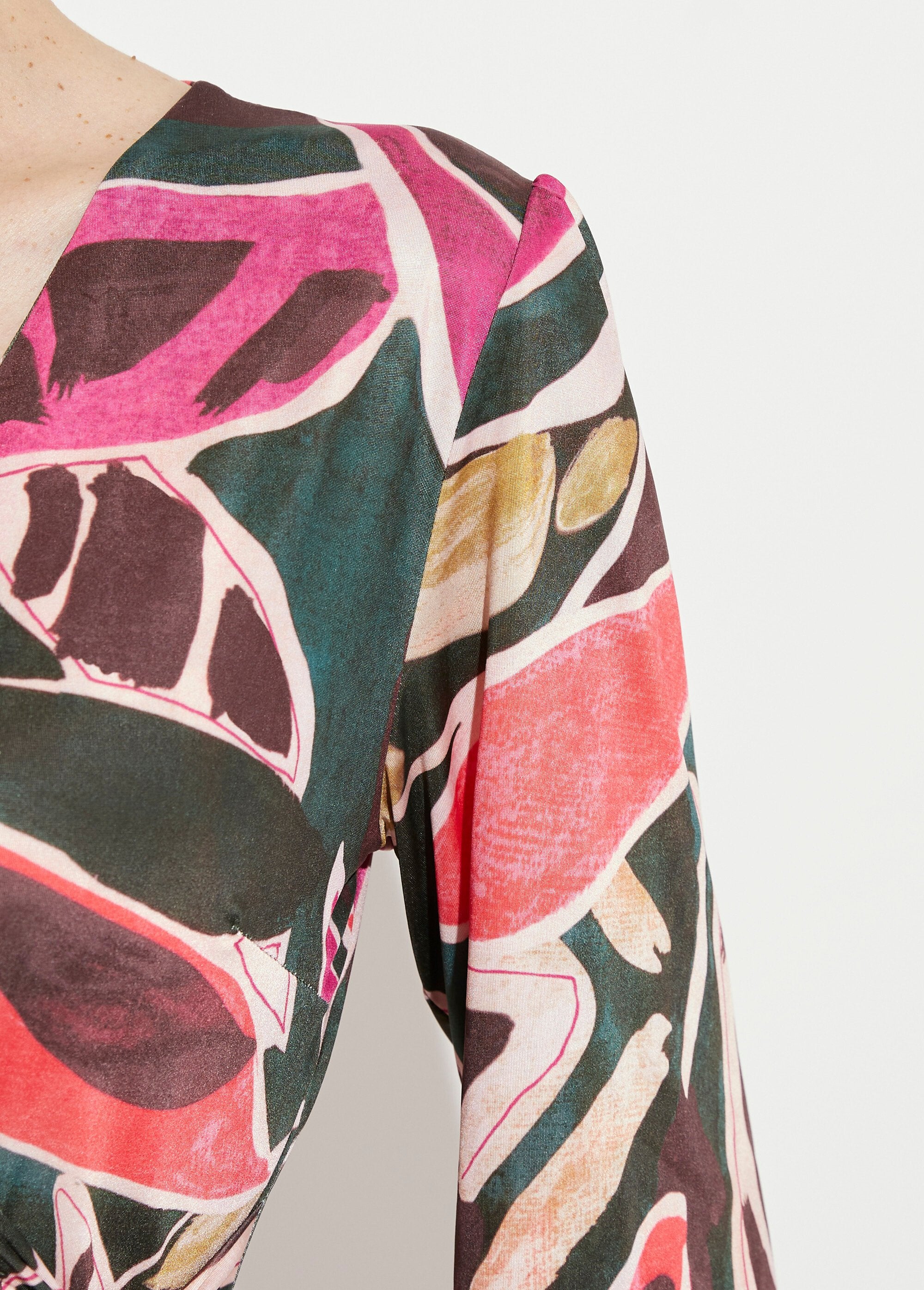 Korte_wikkeljurk_met_3/4_mouwen_Multicolore_DE2_slim