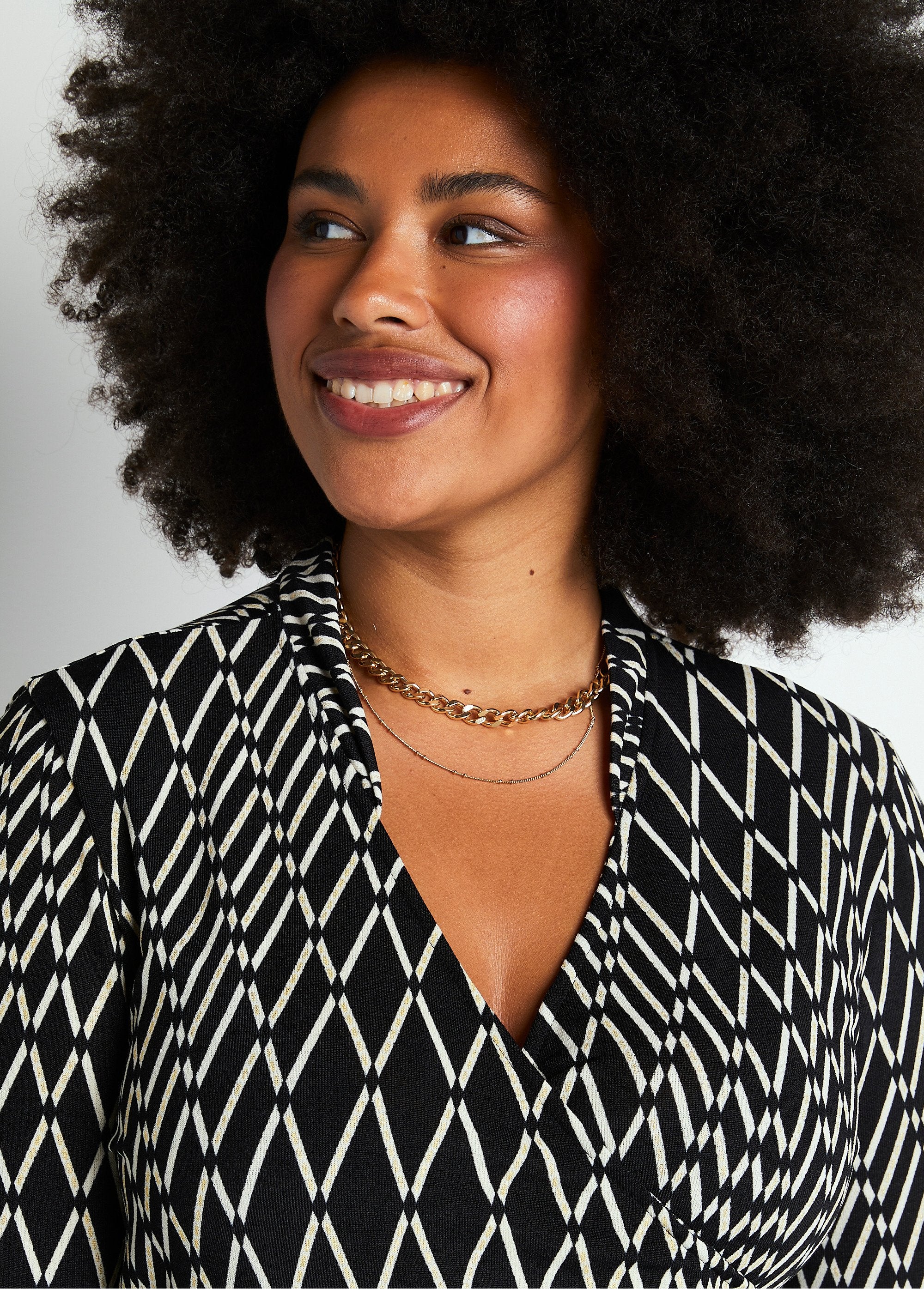 Robe_courte_cache-coeur_manches_3/4_Noir_blanc_DE2_curvy