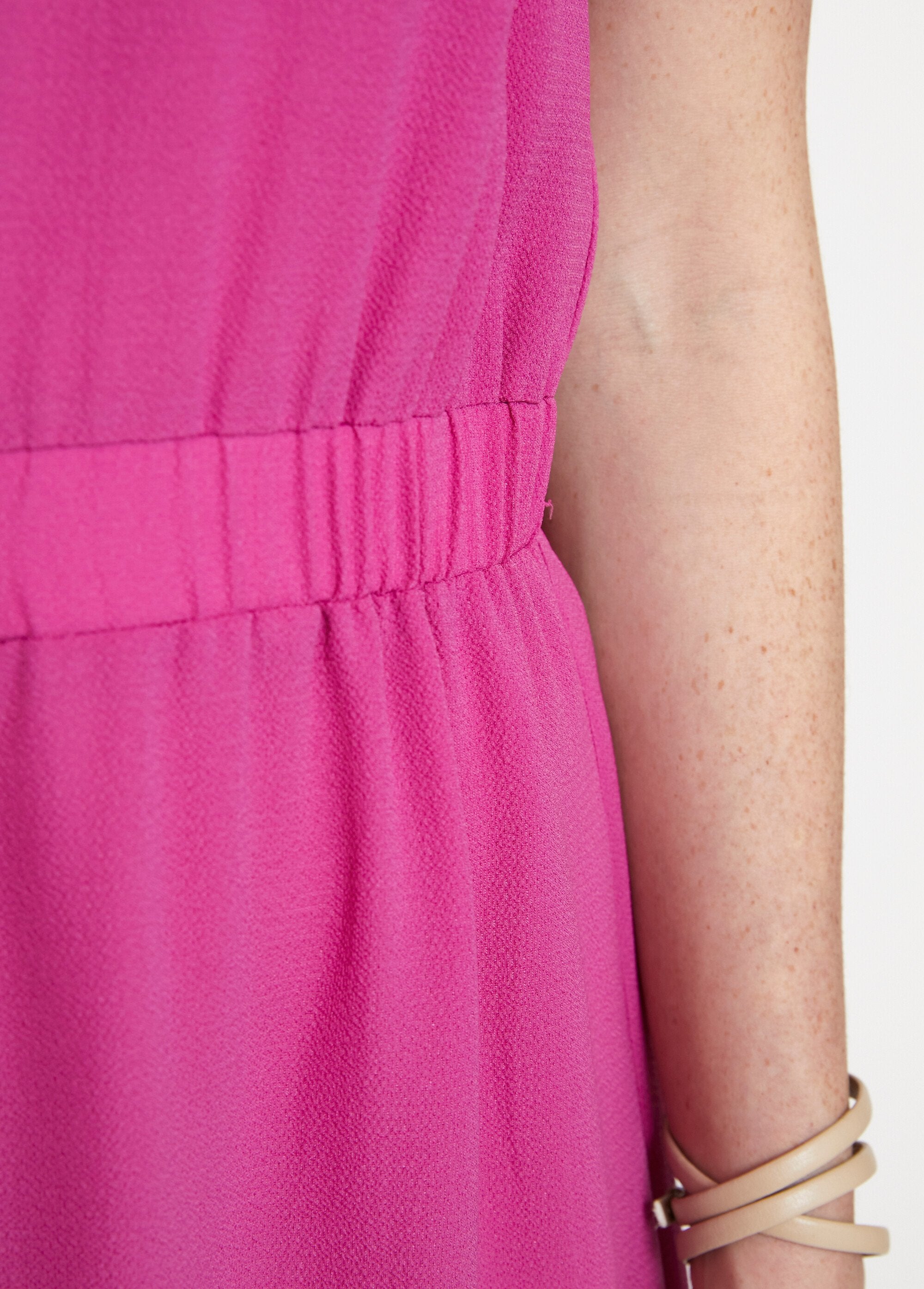 Robe_courte_droite_taille_élastiquée_Uni_fuchsia_DE4_slim