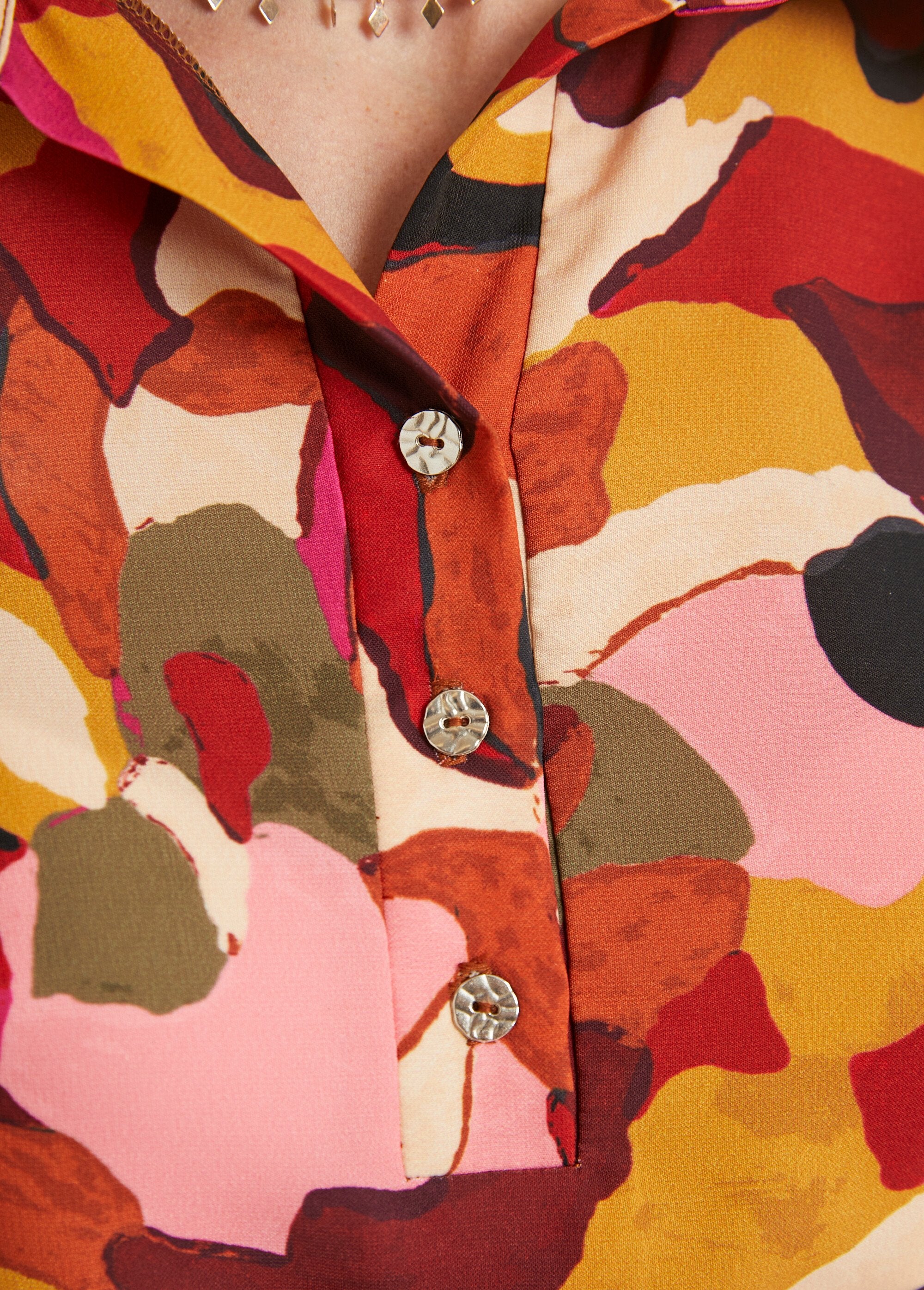 Robe_droite_courte_imprimée_col_chemisier_Rose_et_marron_DE4_slim