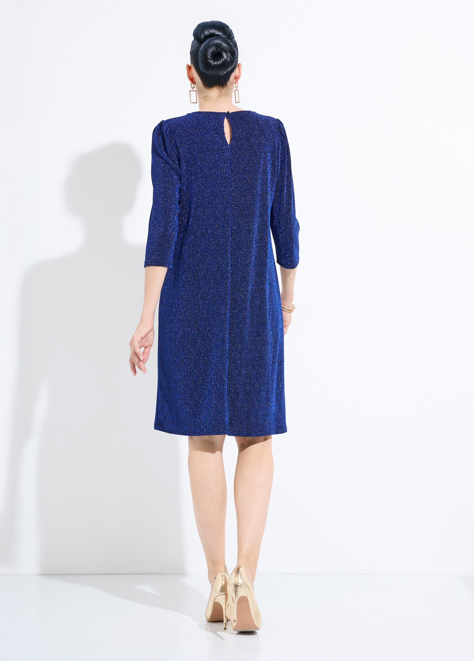 Robe_droite_courte_maille_brillante_métallisée_Bleu_DO1_slim