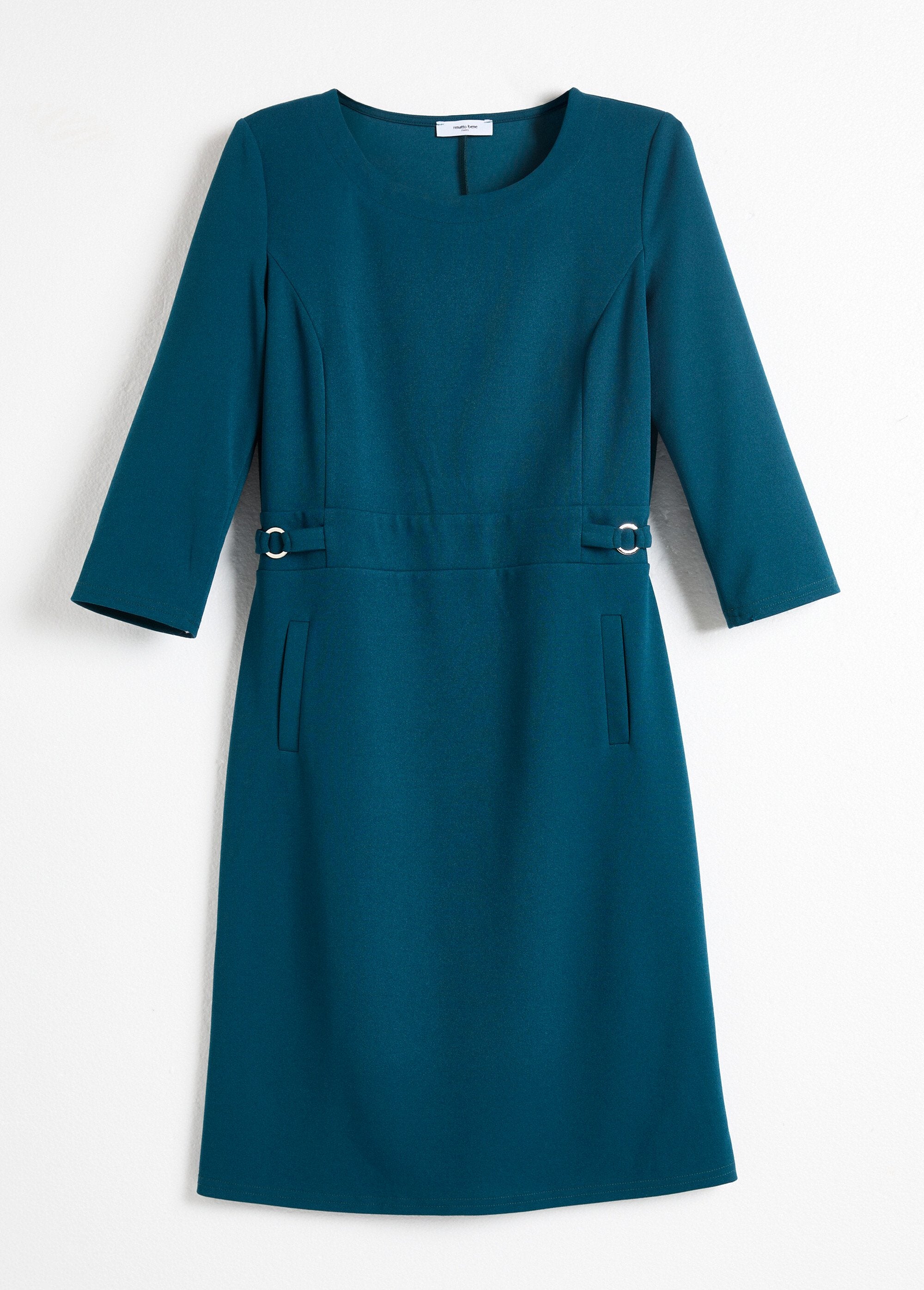 Straight_dress_with_3/4_sleeves_in_soft_knit_Duck_AP1_slim