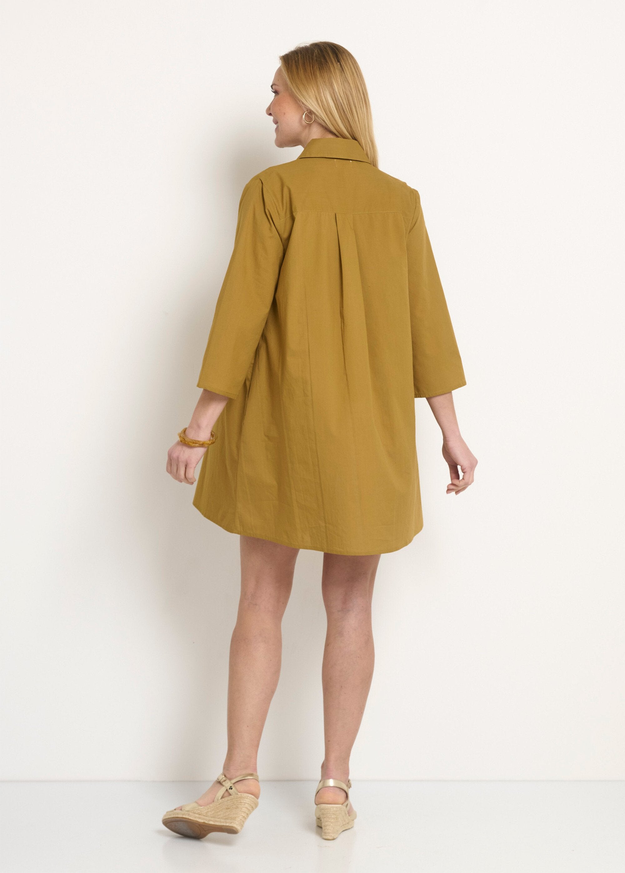 Robe_housse_manches_3/4_broderies_colorées_Noisette_DO1_slim