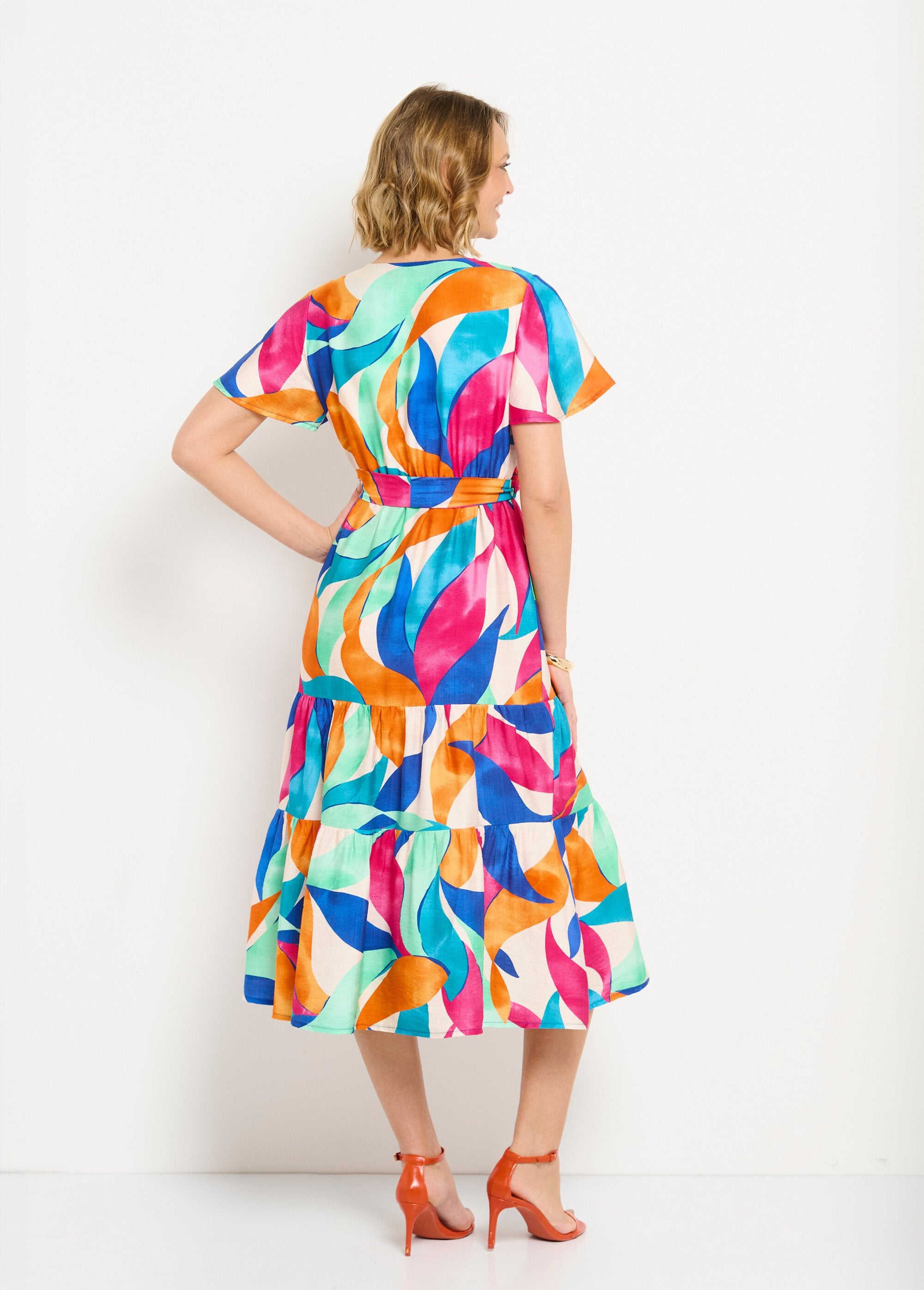 Robe_longue_cache-coeur_volantée_manches_courtes_Orange_et_bleu_DO1_slim