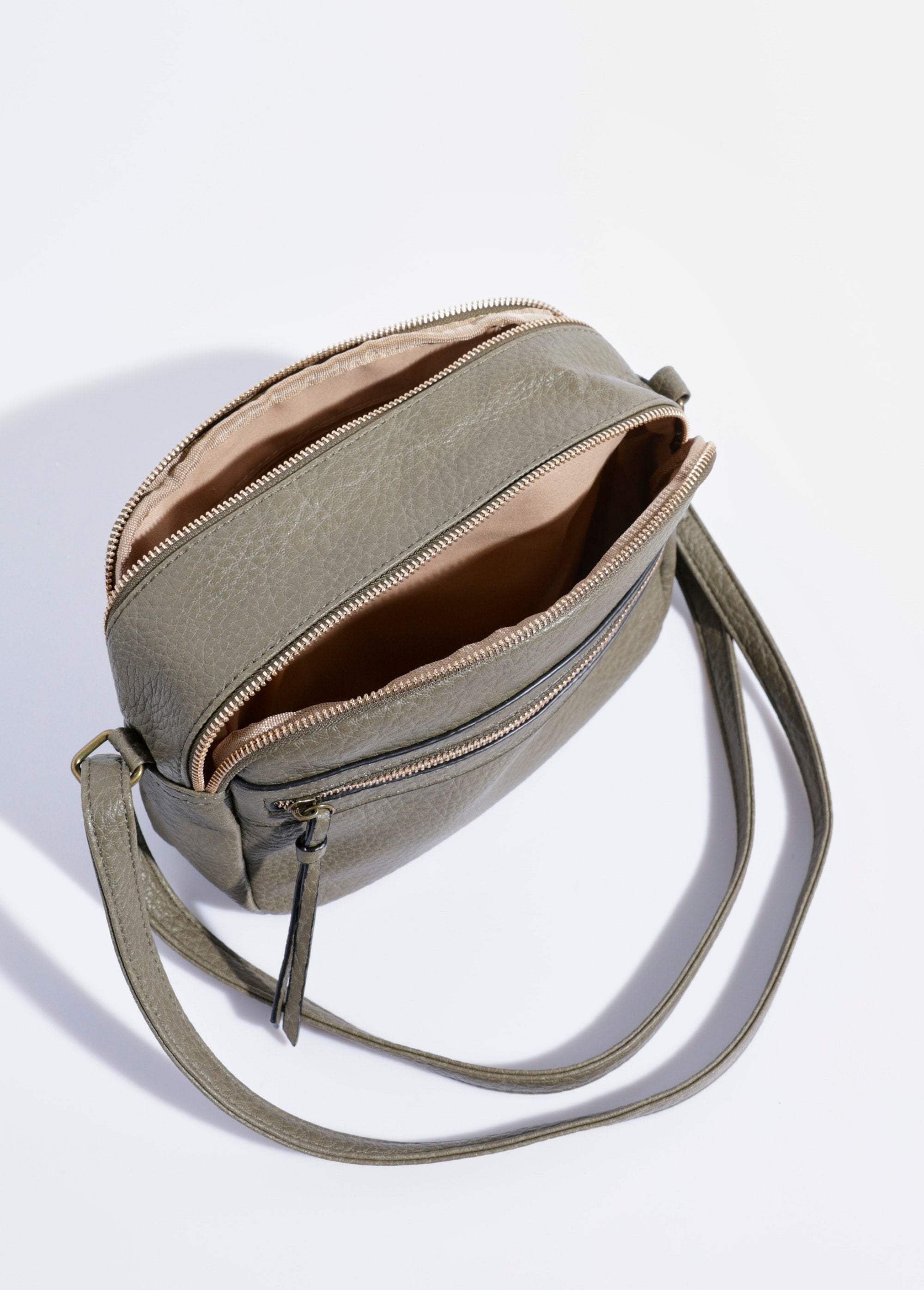 Sac_à_main_compact_double_zip_métal_Kaki_OV1_slim