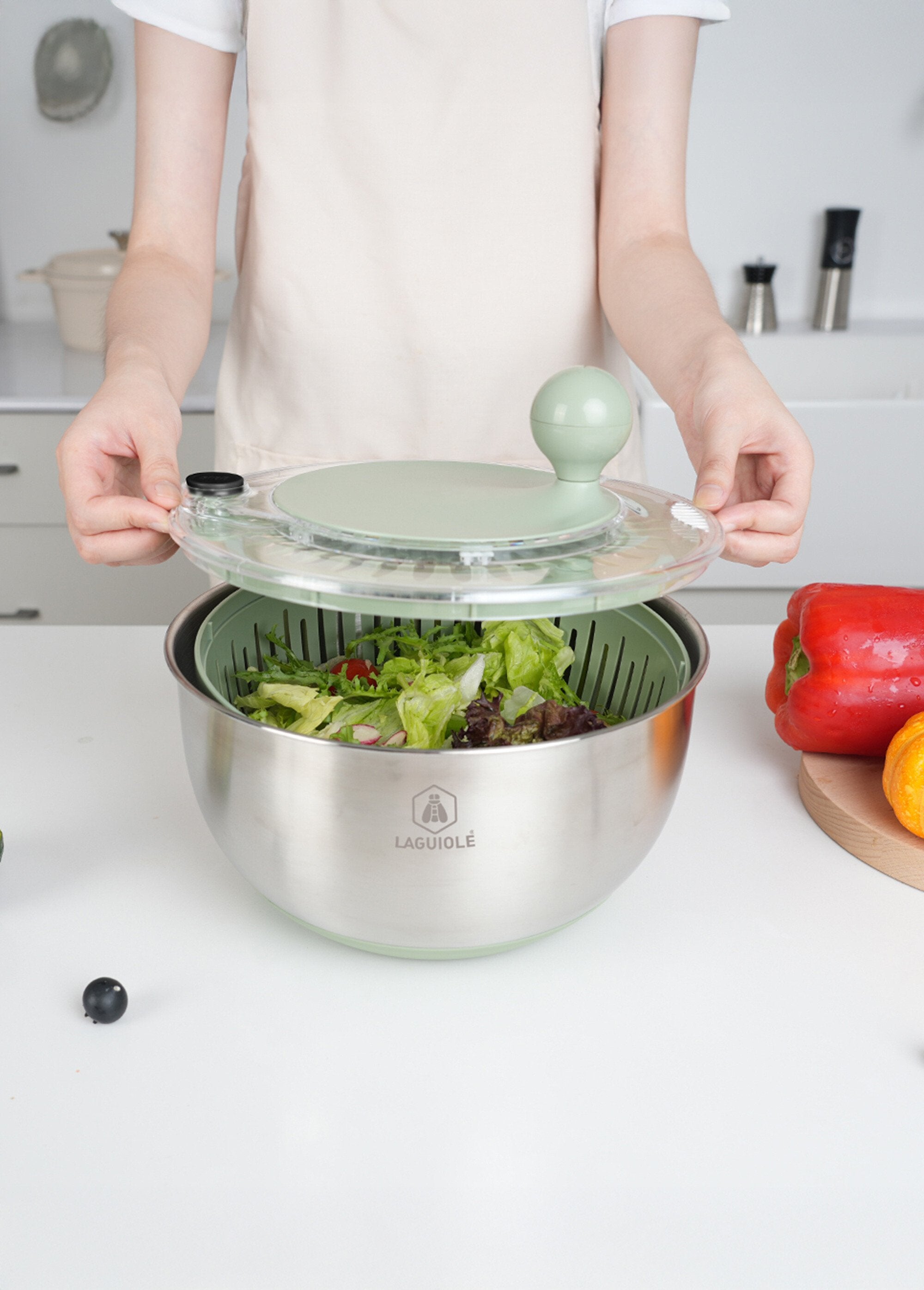 2_in_1_roestvrijstalen_slaschaal/saladecentrifuge_Olive_et_gris_DE2_slim