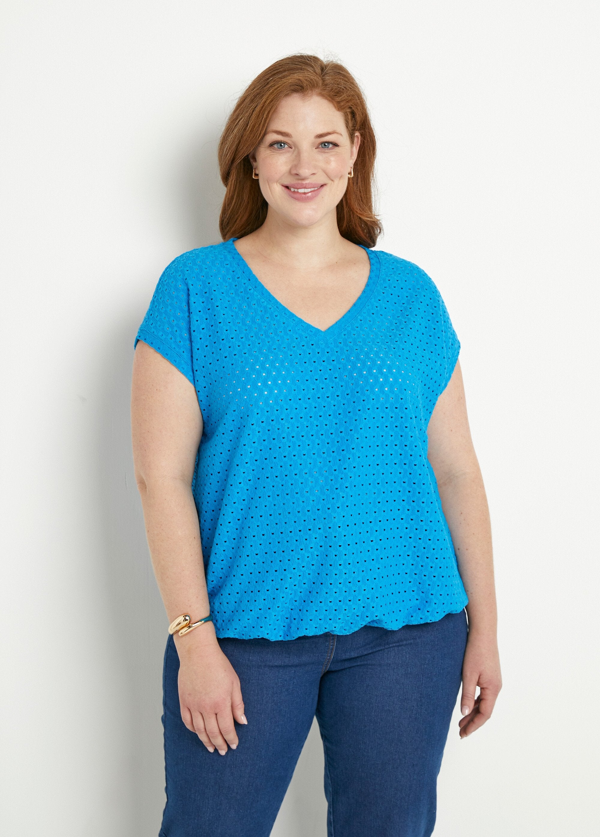 T-shirt_ample_blousant_court_uni_col_V_Turquoise_FA1_curvy