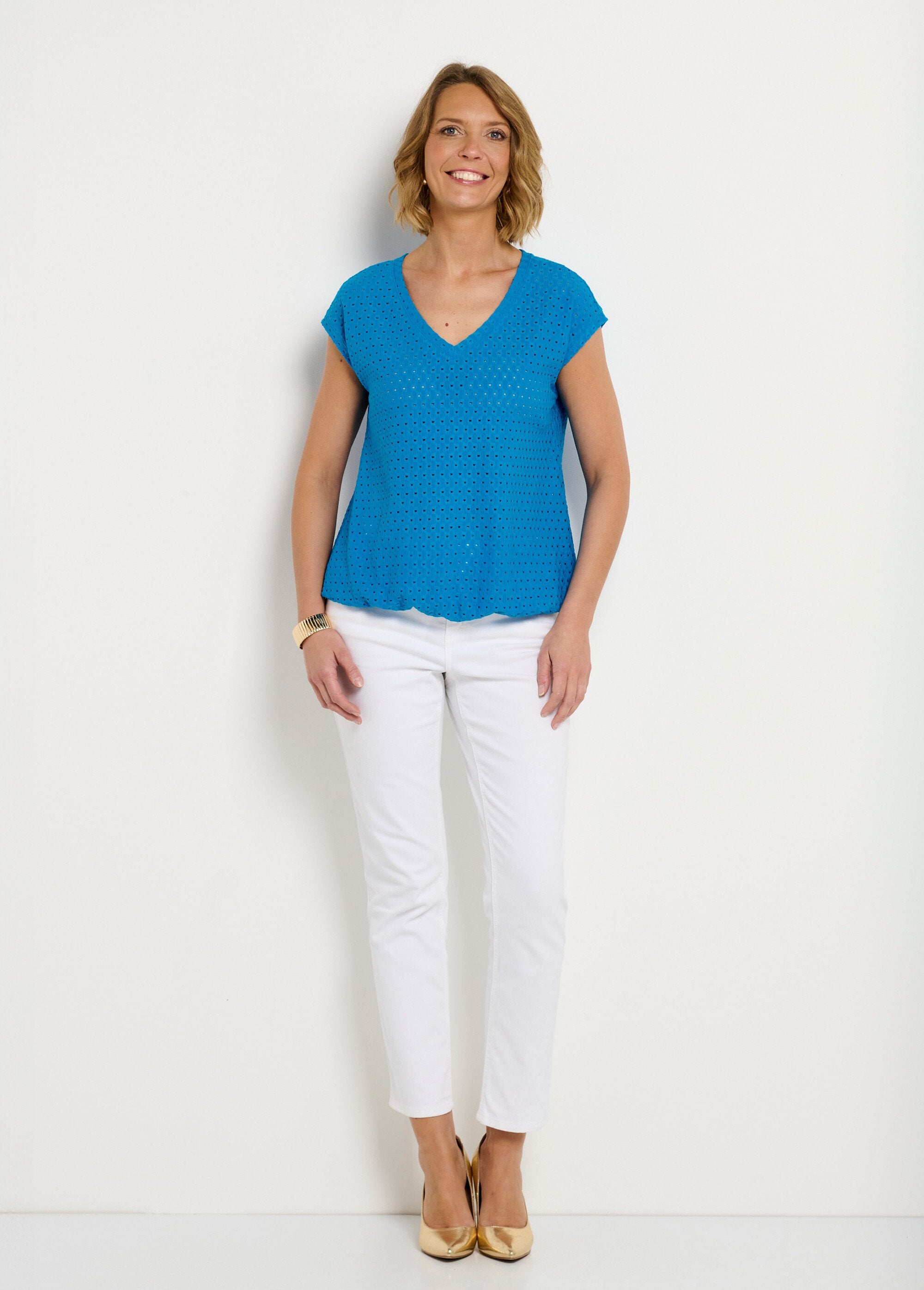 T-shirt_ample_blousant_court_uni_col_V_Turquoise_SF1_slim