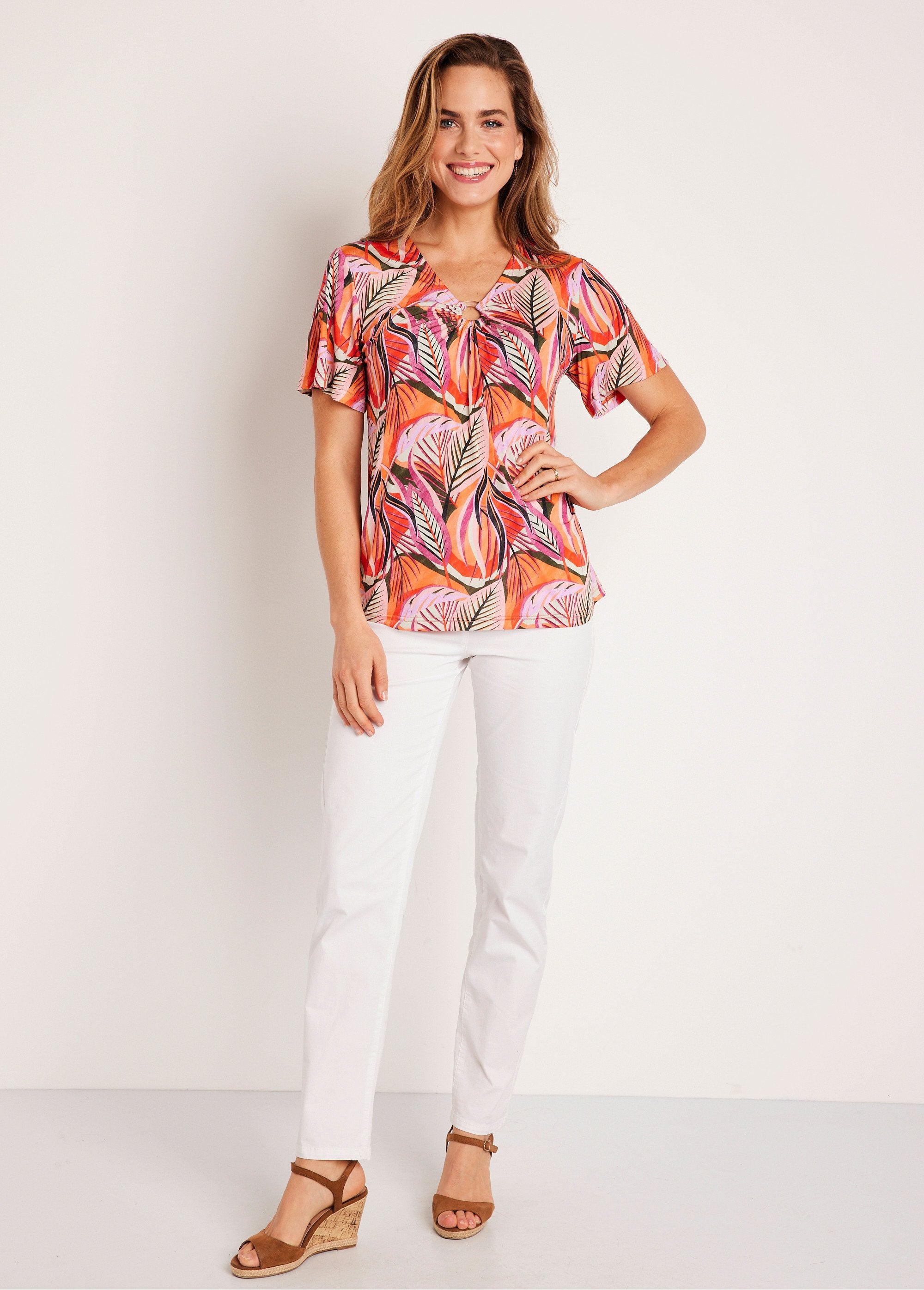 T-shirt_ample_court_uni_ou_feuillage_Orange_et_fuchsia_SF1_slim