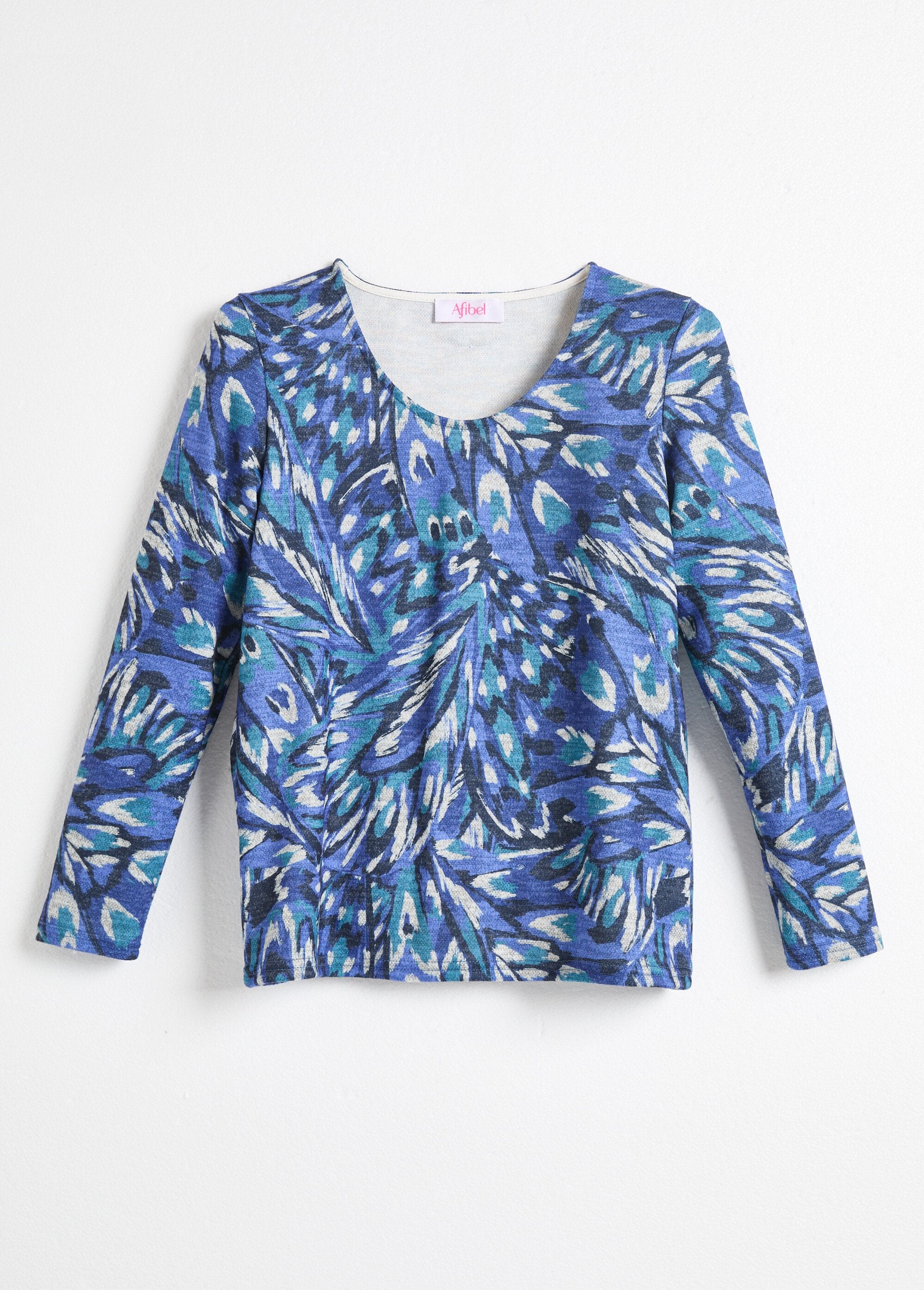 Warm_T-shirt_met_ronde_hals_en_opdruk_Imprime_bleu_AP1_slim