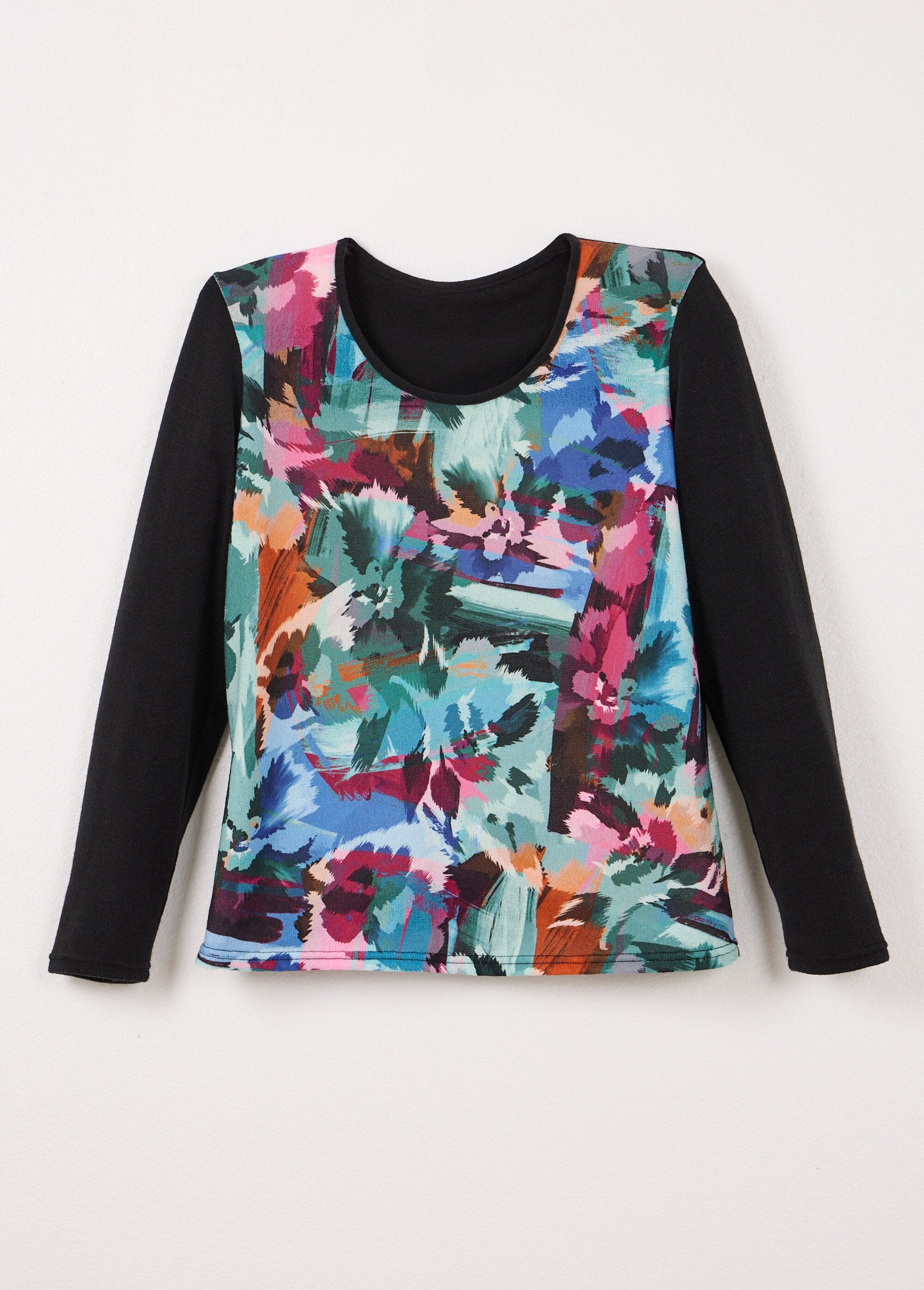 T-shirt_chaud_uni_motif_devant_manches_longues_Multicolore_AP1_slim