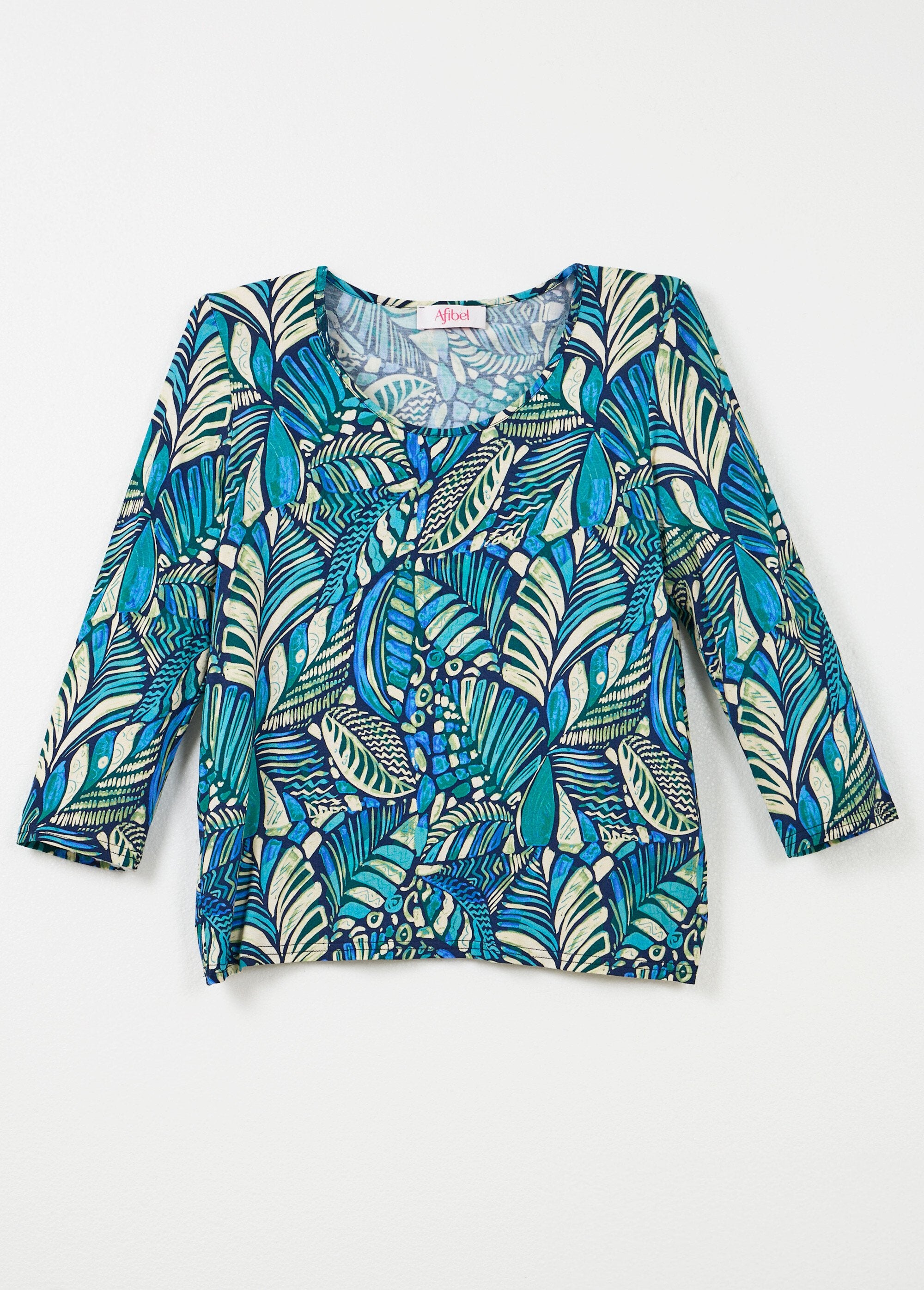 T-shirt_col_rond_imprimé_patchwork_Bleu_et_vert_AP1_slim