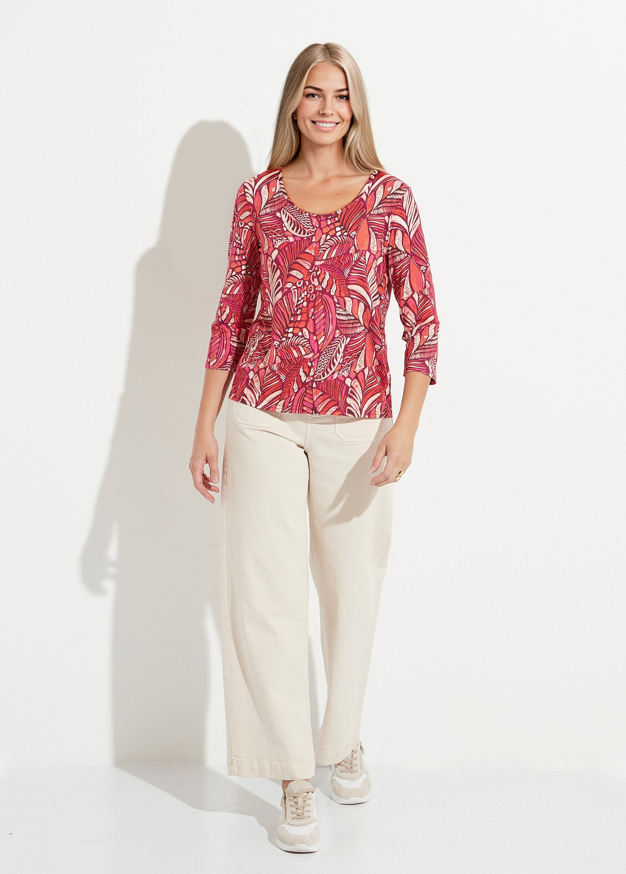 T-shirt_col_rond_imprimé_patchwork_Rose_et_orange_SF1_slim