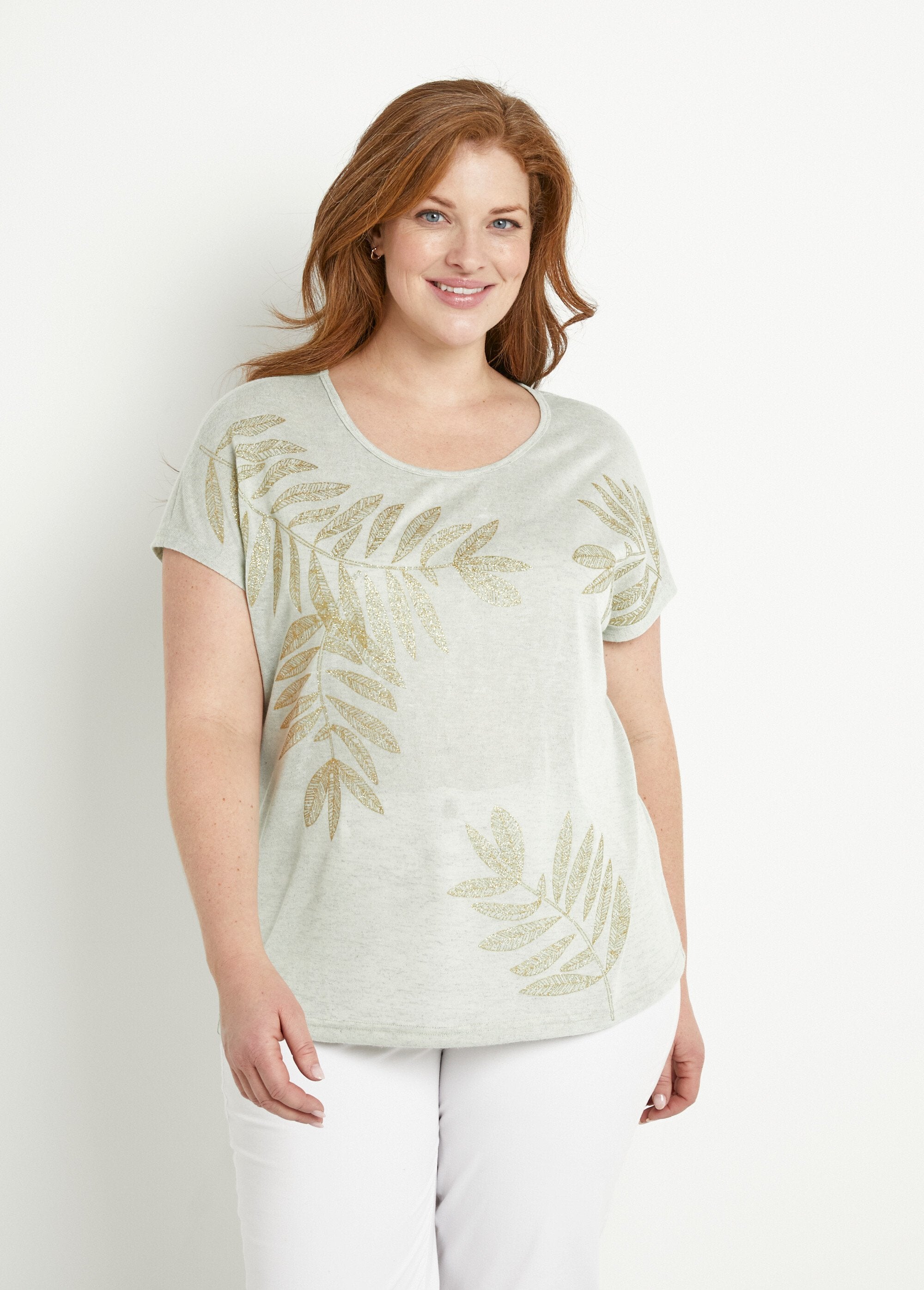 T-shirt_col_rond_maille_flammée_motif_doré_Sauge_FA1_curvy