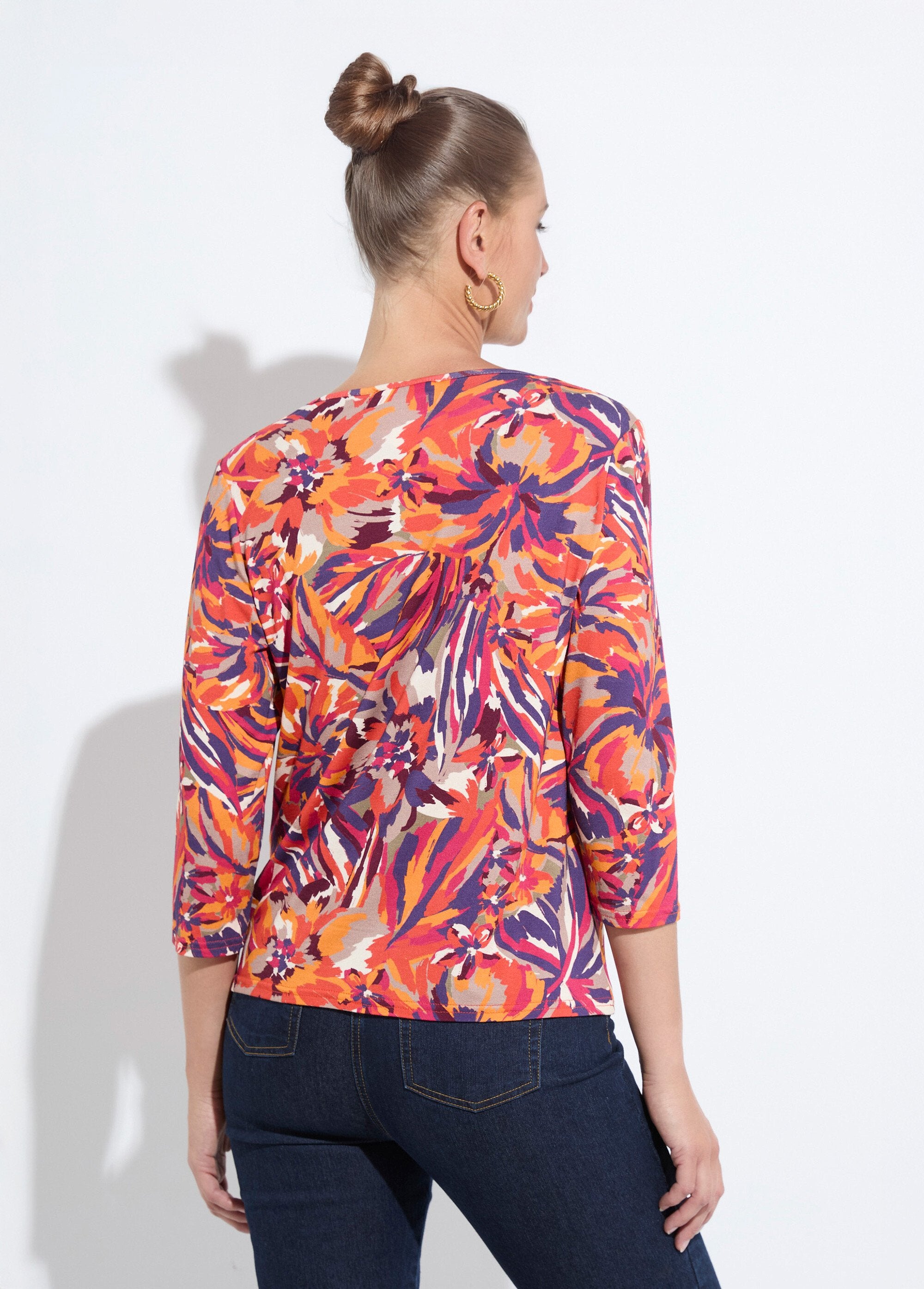 T-shirt_col_rond_manches_3/4_imprimé_Imprime_miel_DO1_slim