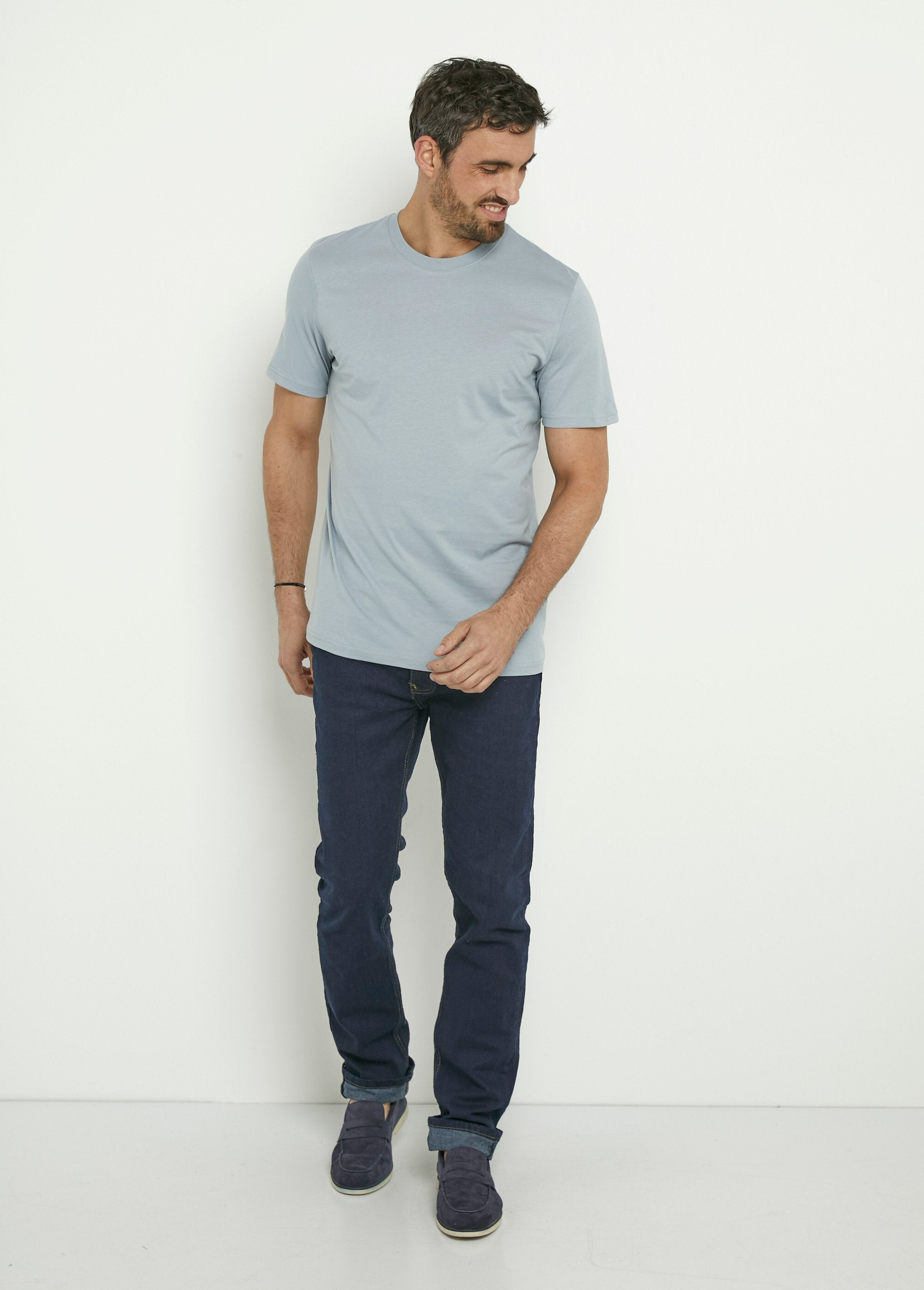 T-shirt_coton_manches_courtes_col_rond_Gris_clair_SF1_slim