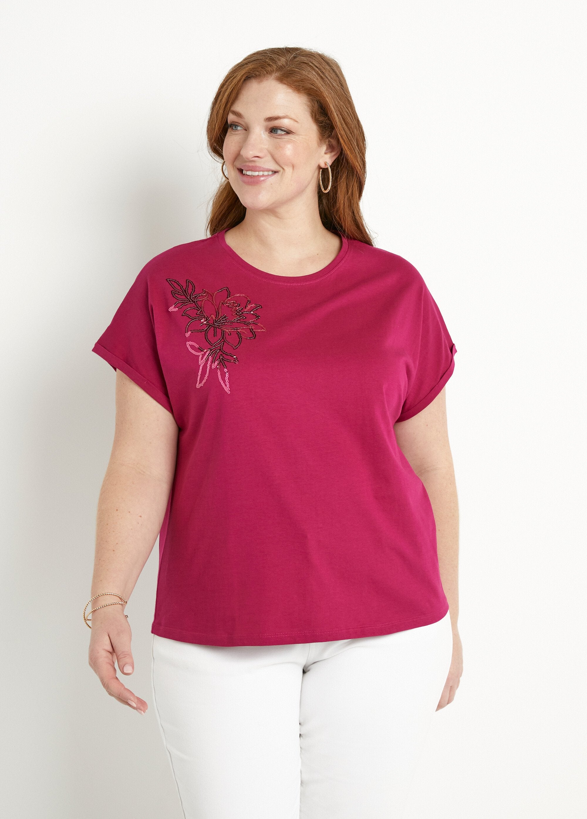 T-shirt_coton_uni_sequins_manches_courtes_Cassis_FA1_curvy