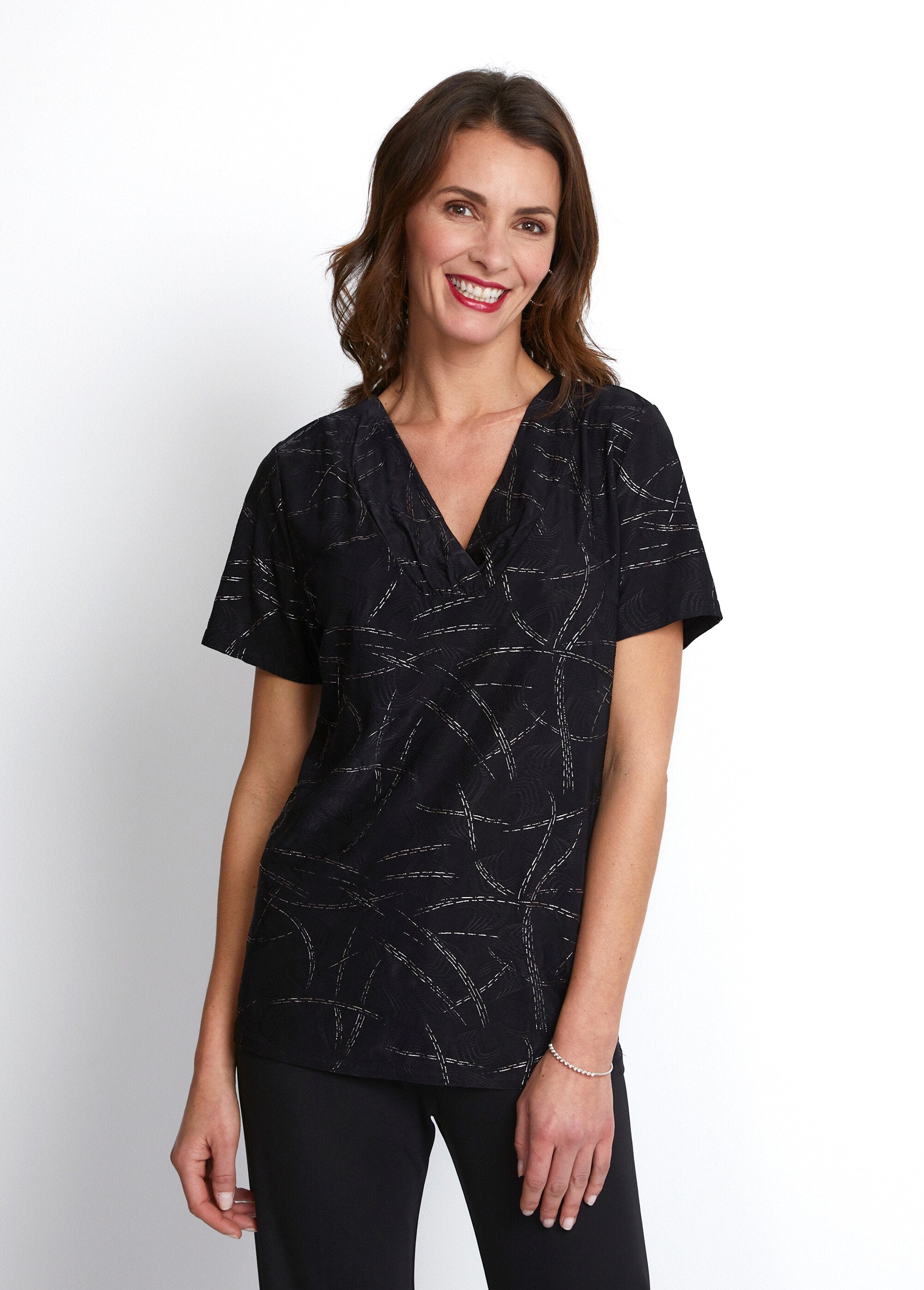 T-shirt_court_col_croisé_brillant_Noir_FA1_slim