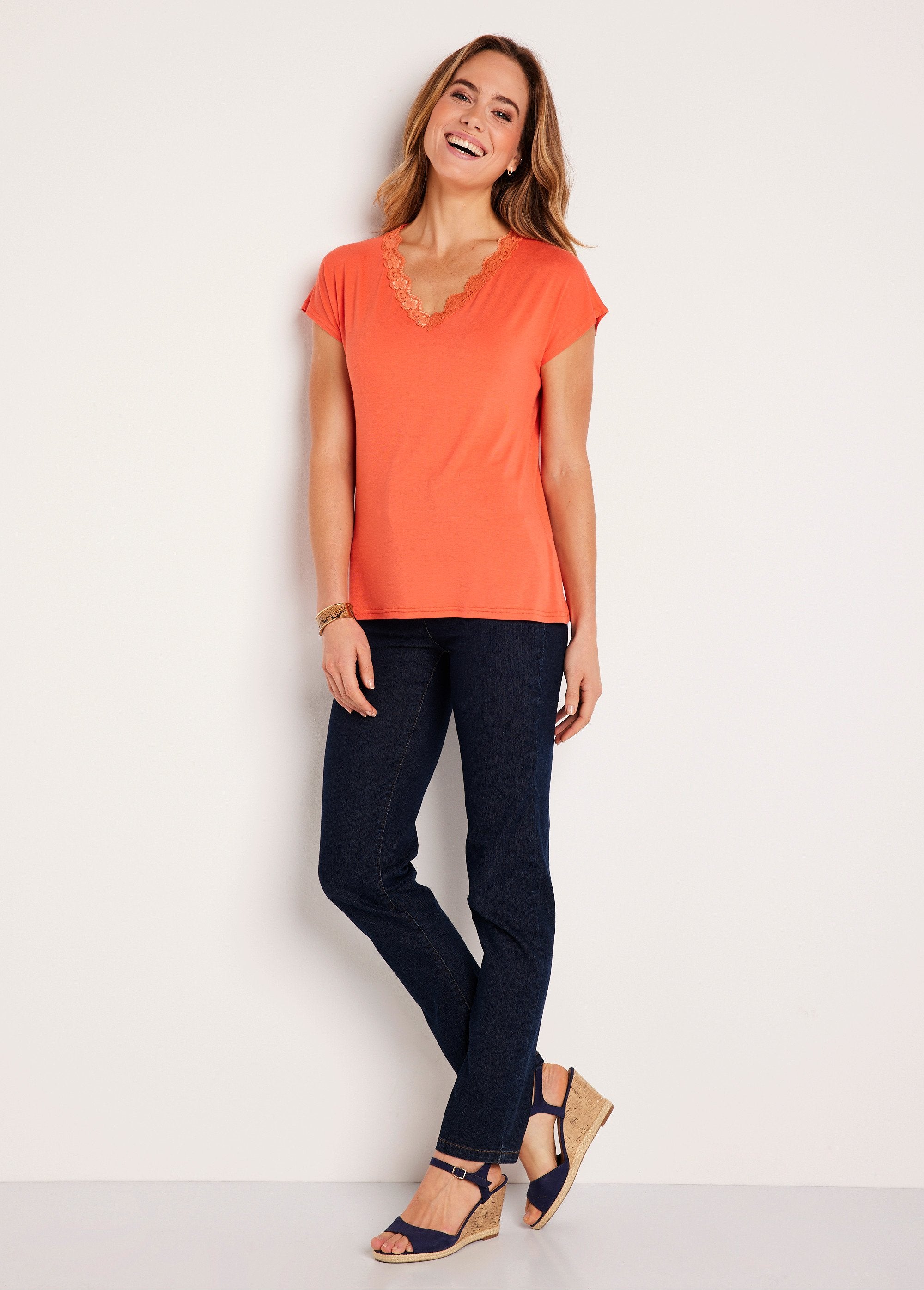 T-shirt_court_extensible_dentelle_Orange_SF1_slim