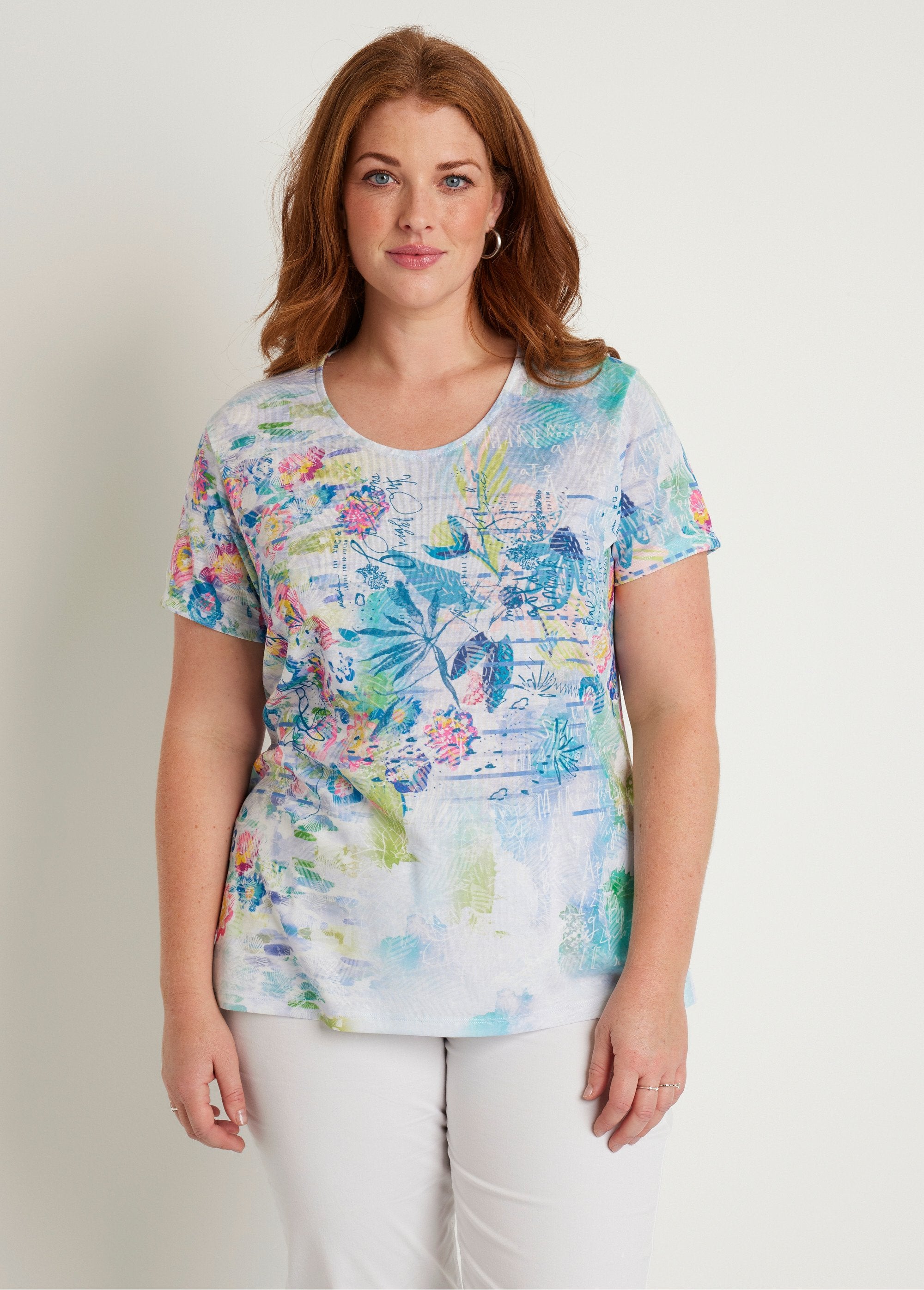 T-shirt_court_floral_graphique_Multicolore_FA1_curvy