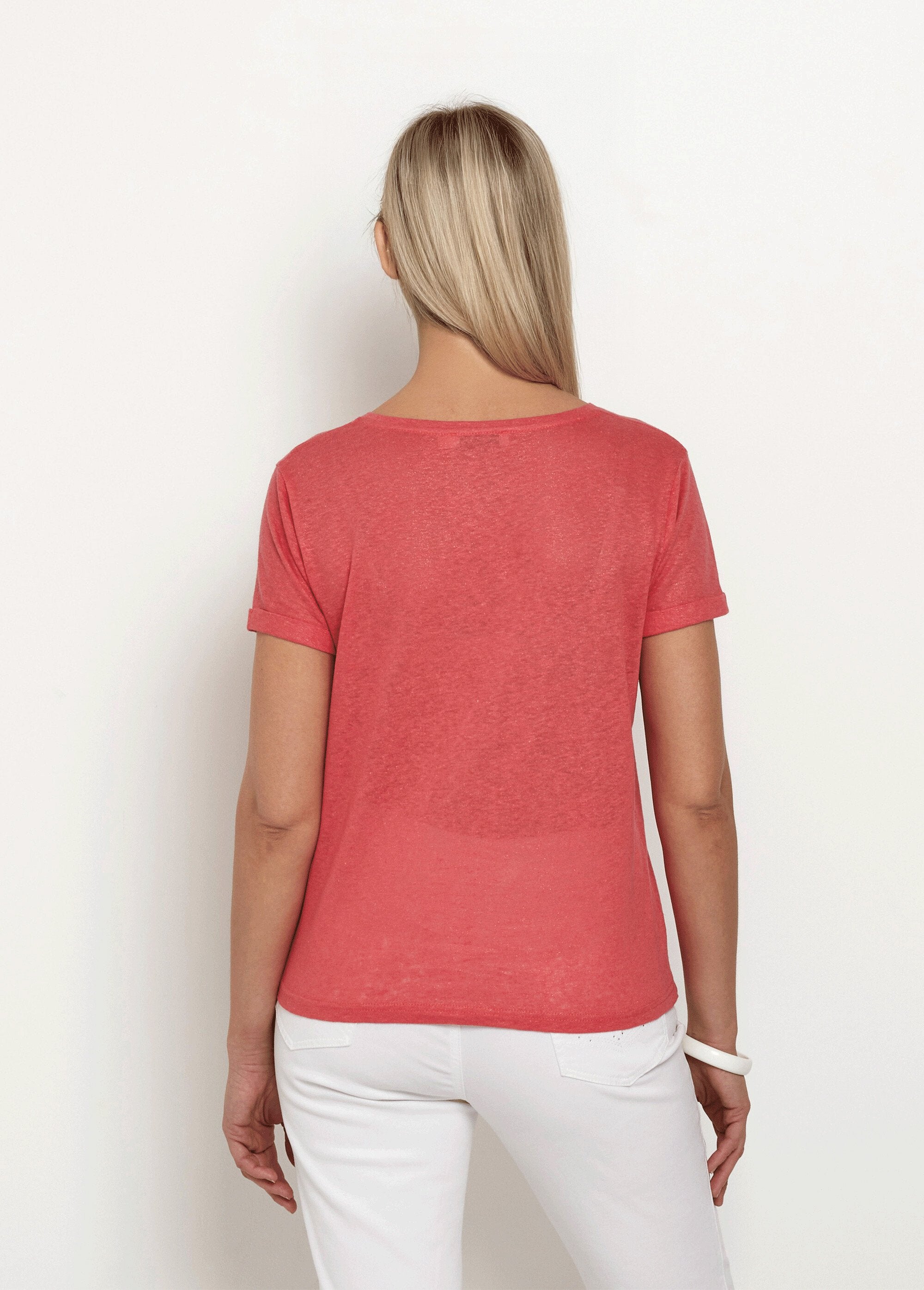 T-shirt_van_gebreid_metallic_katoenlinnen_Corail_DO1_slim