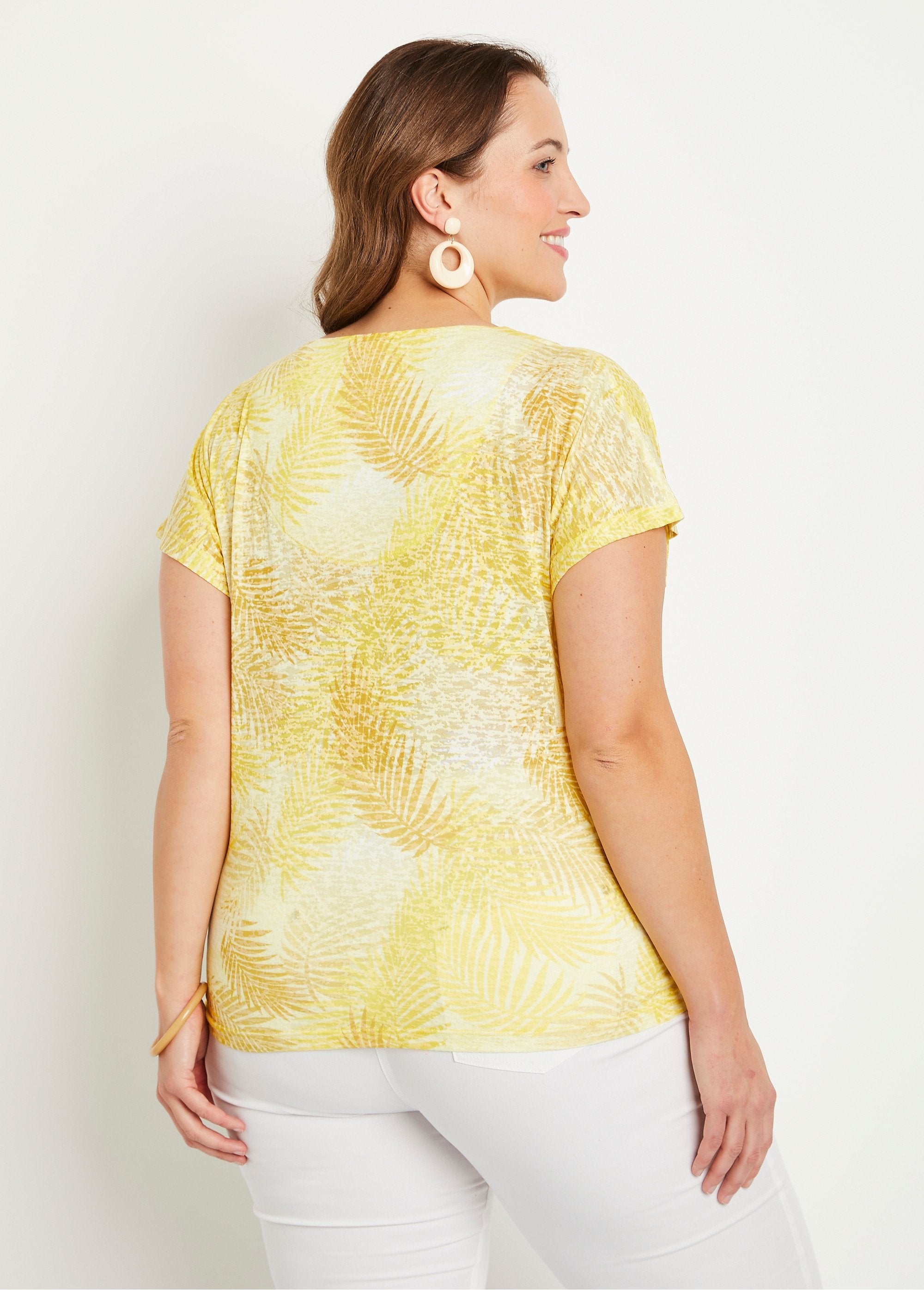 T-shirt_imprimé_court_maille_dévorée_Jaune_DO1_curvy