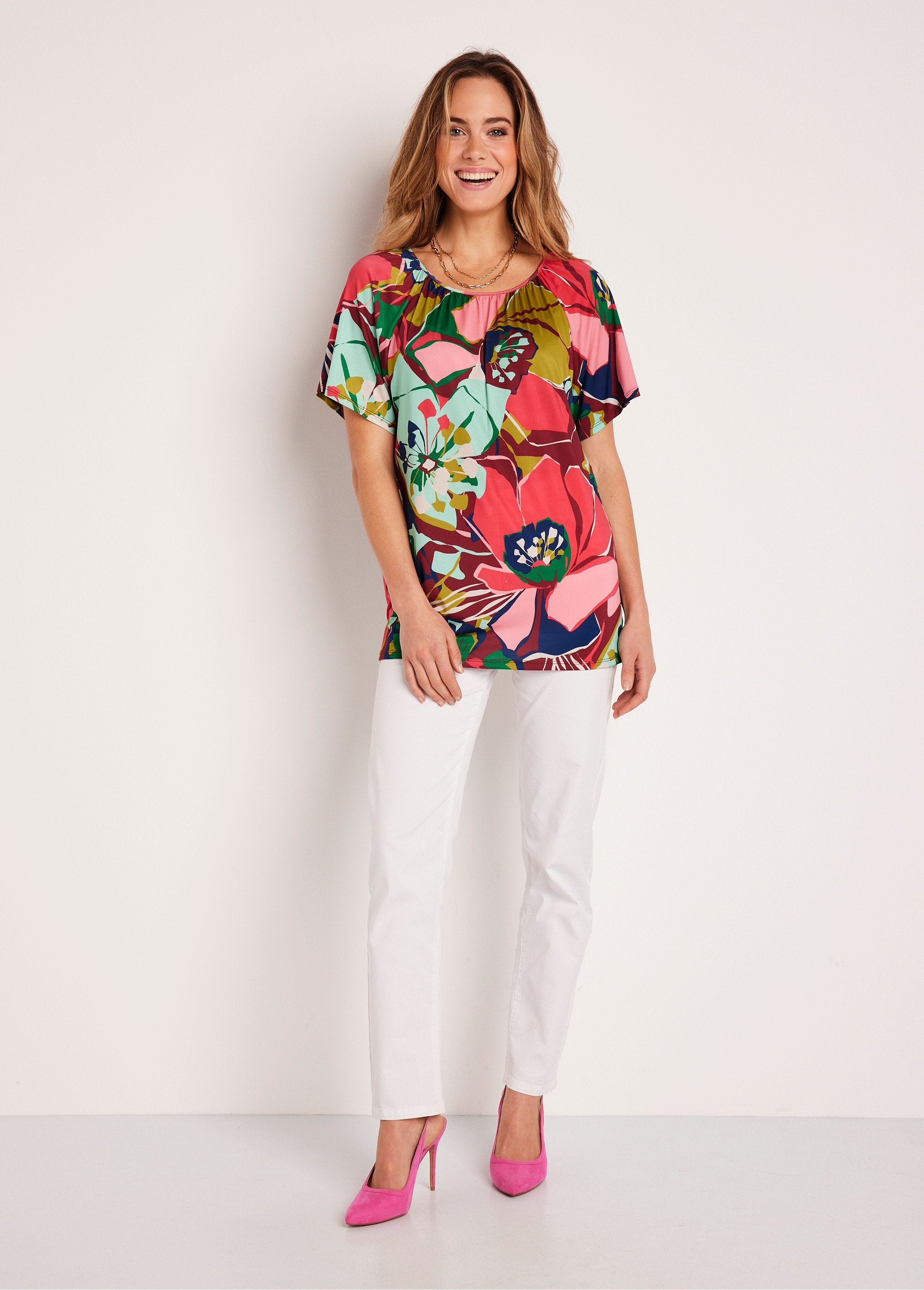 T-shirt_long_ample_uni_ou_fleuri_Rose_et_vert_SF1_slim