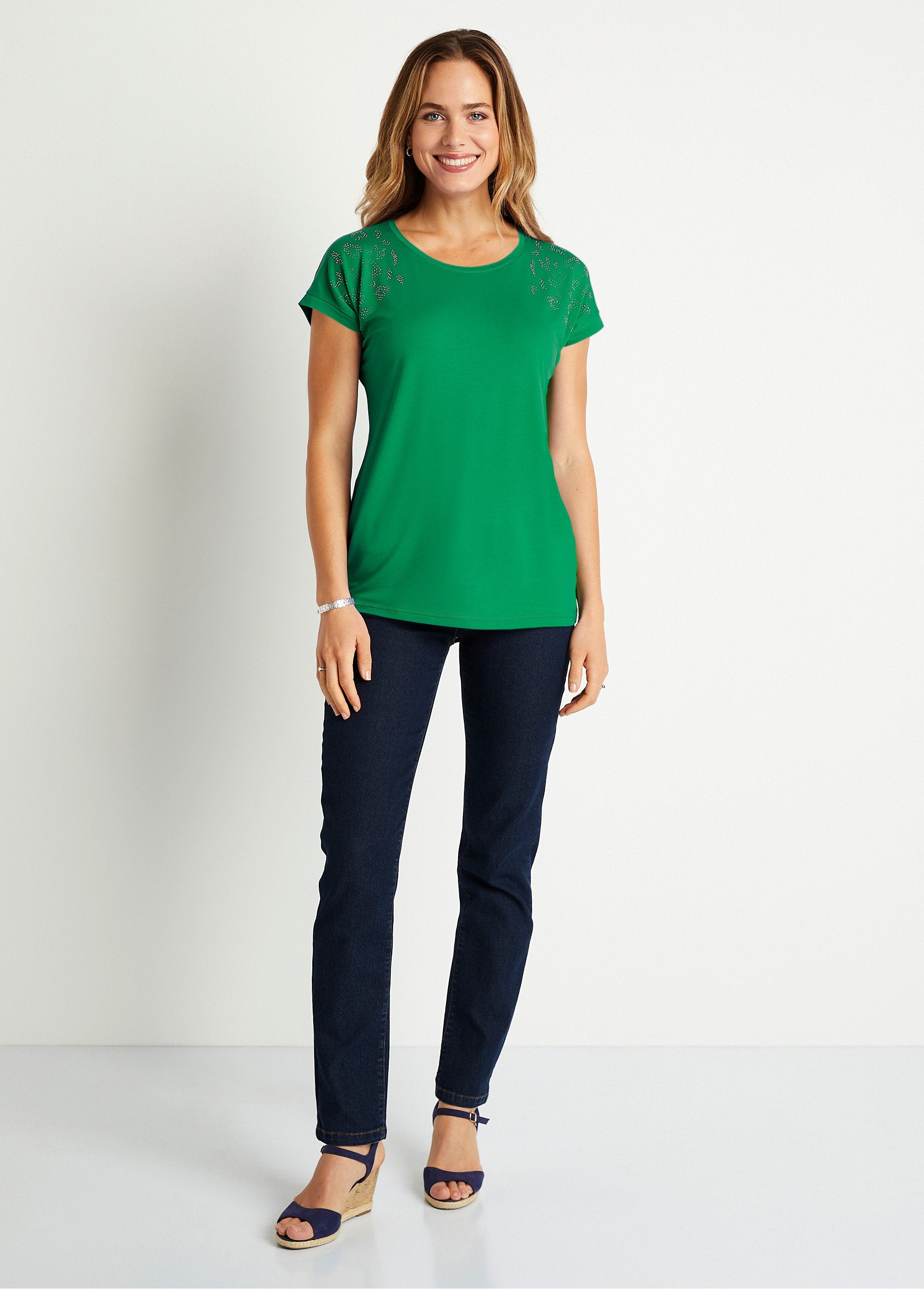 T-shirt_long_manches_courtes_uni_Vert_SF1_slim