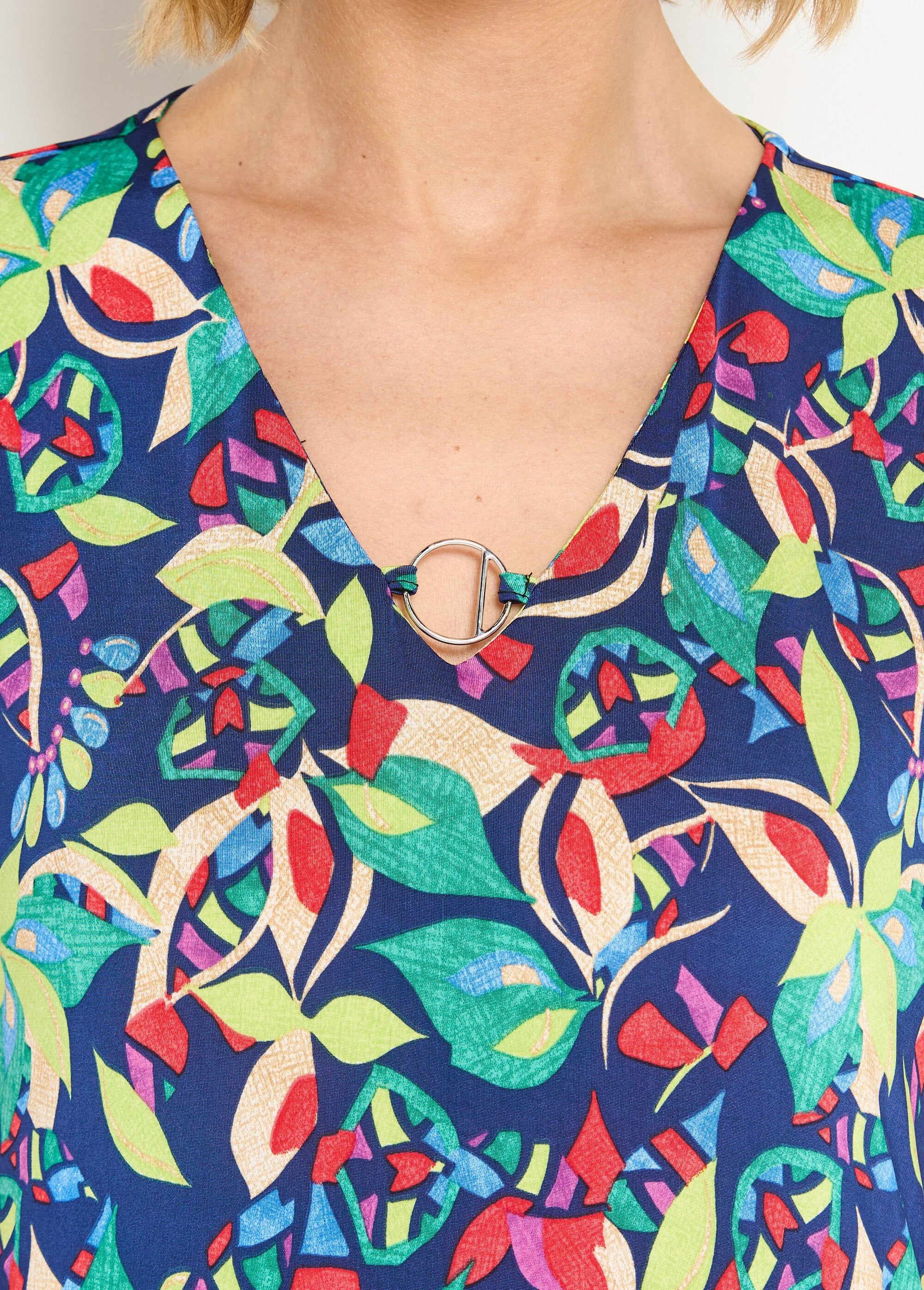 Effen_of_bedrukt_T-shirt_met_korte_mouwen_Marine_et_vert_DE1_slim