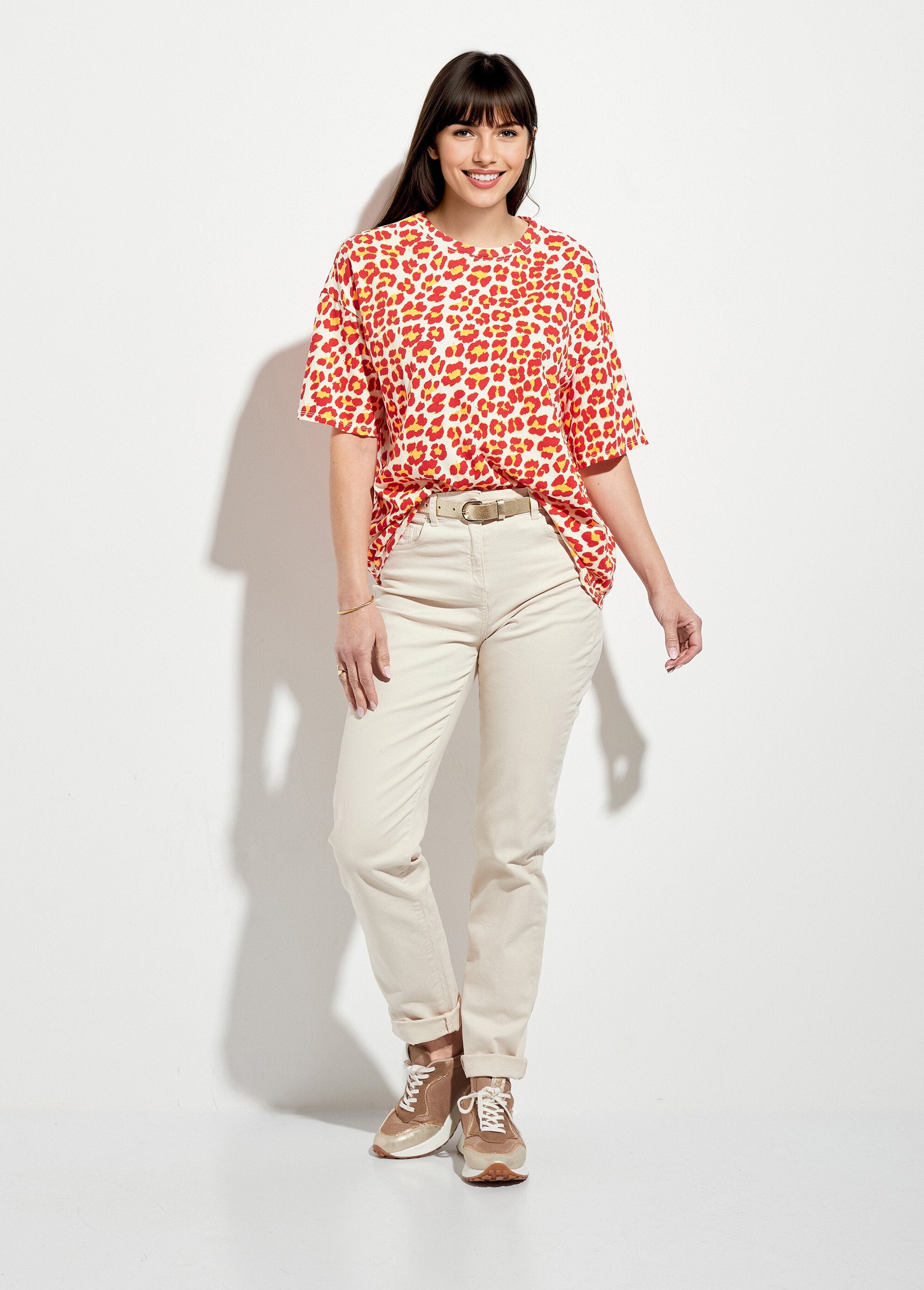 T-shirt_manches_courtes_léopard_fluo_Rouge_et_orange_SF1_slim