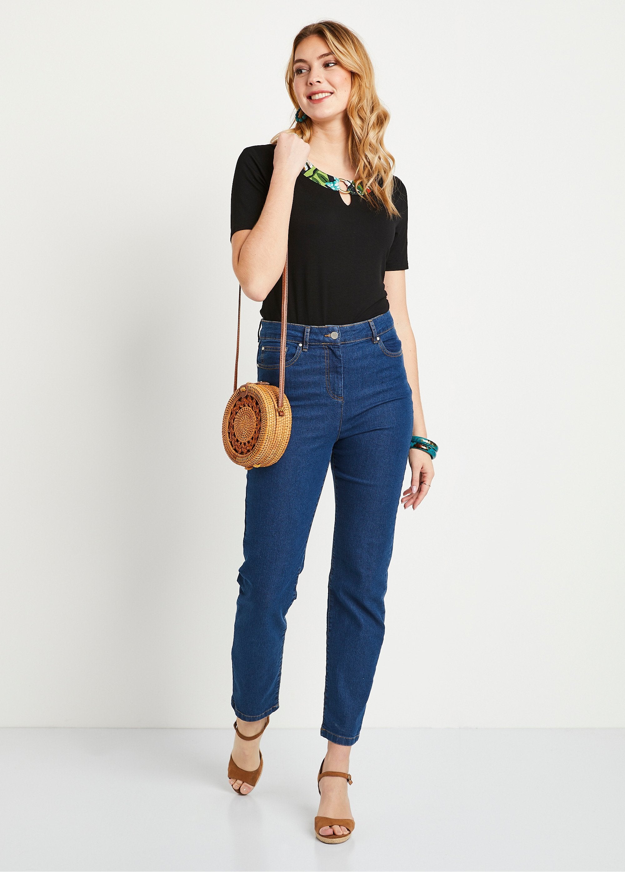 T-shirt_manches_courtes_uni_ou_imprimé_Uni_noir_SF1_slim