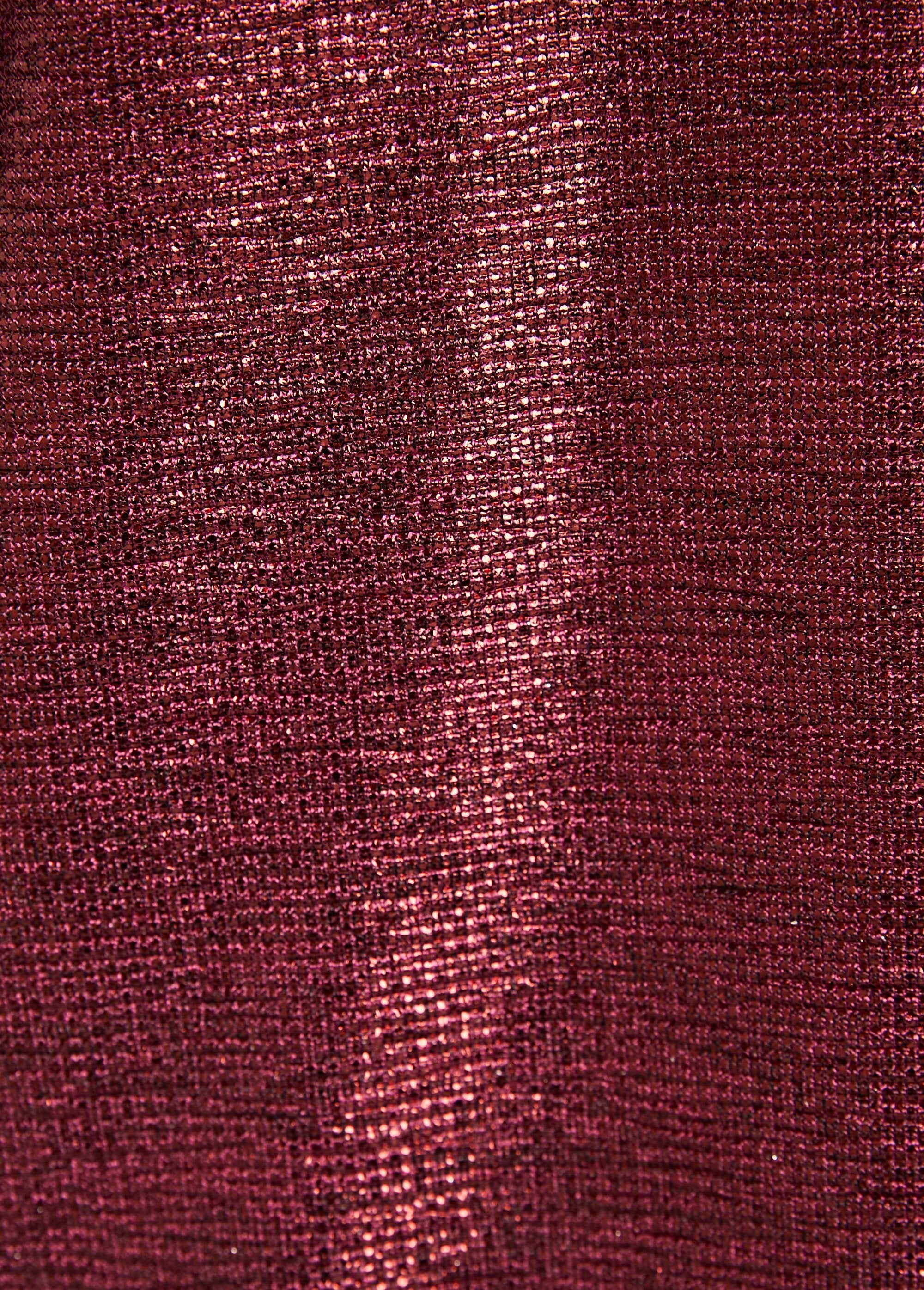 T-shirt_mi_long_ample_maille_brillante_col_V_Framboise_DE4_slim