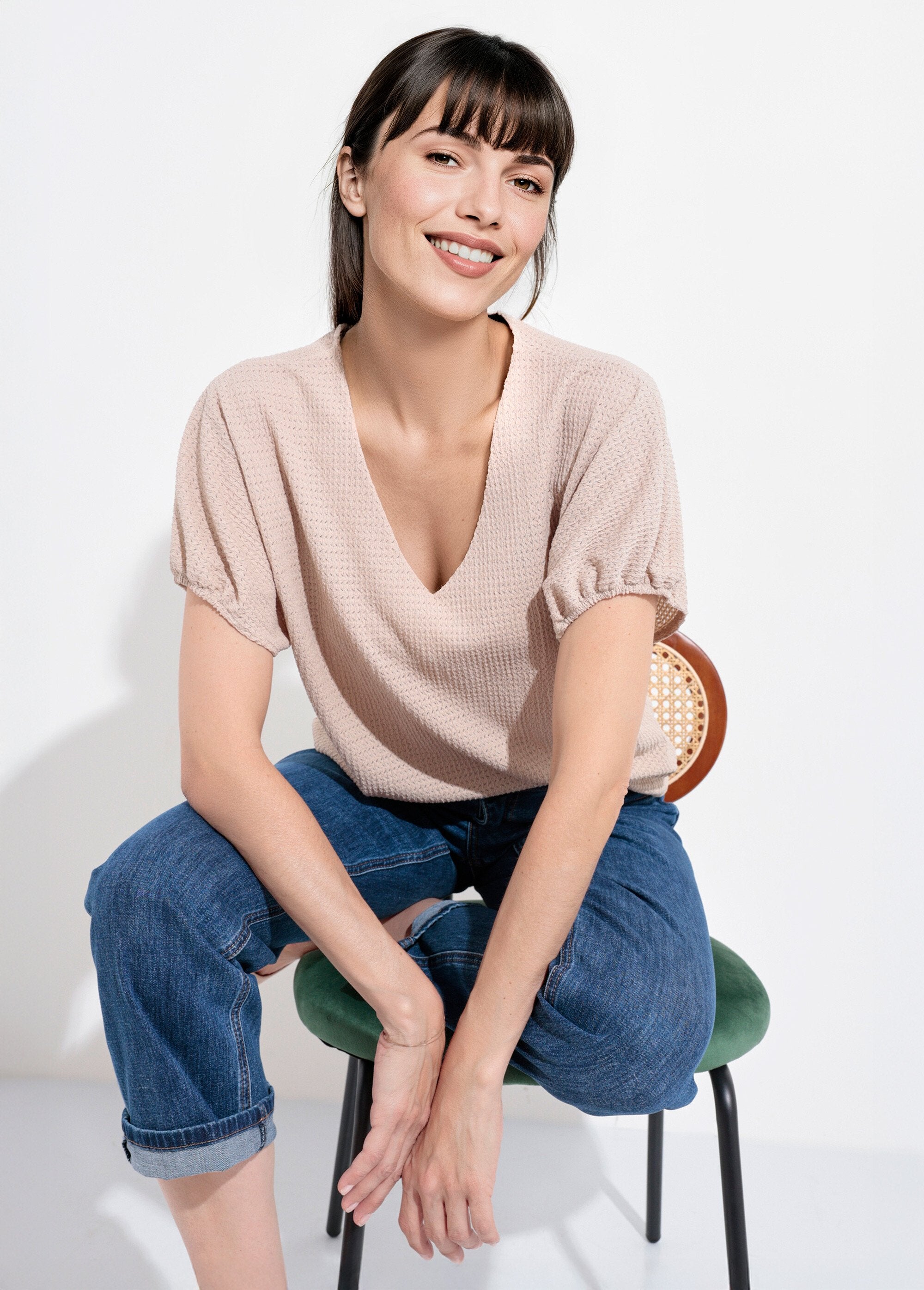 T-shirt_met_structuur_en_elastische_mouwen_Ficelle_SF1_slim