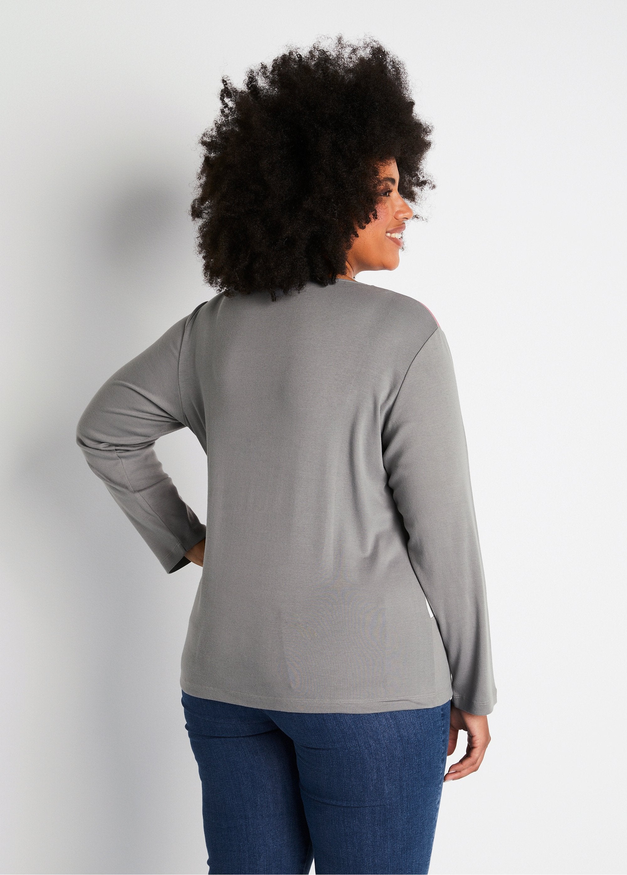 Tee-shirt_droit_à_motifs_coton_extensible_Ecru_et_prune_DO1_curvy