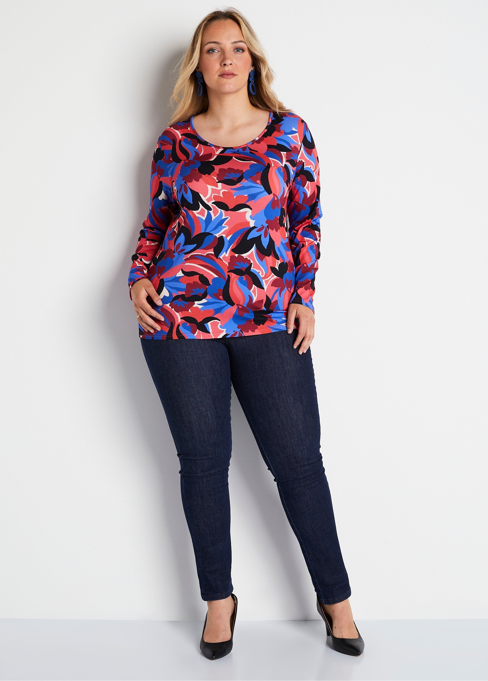 Tee-shirt_droit_manches_longues_imprimé_Bleu_et_rose_SF1_curvy