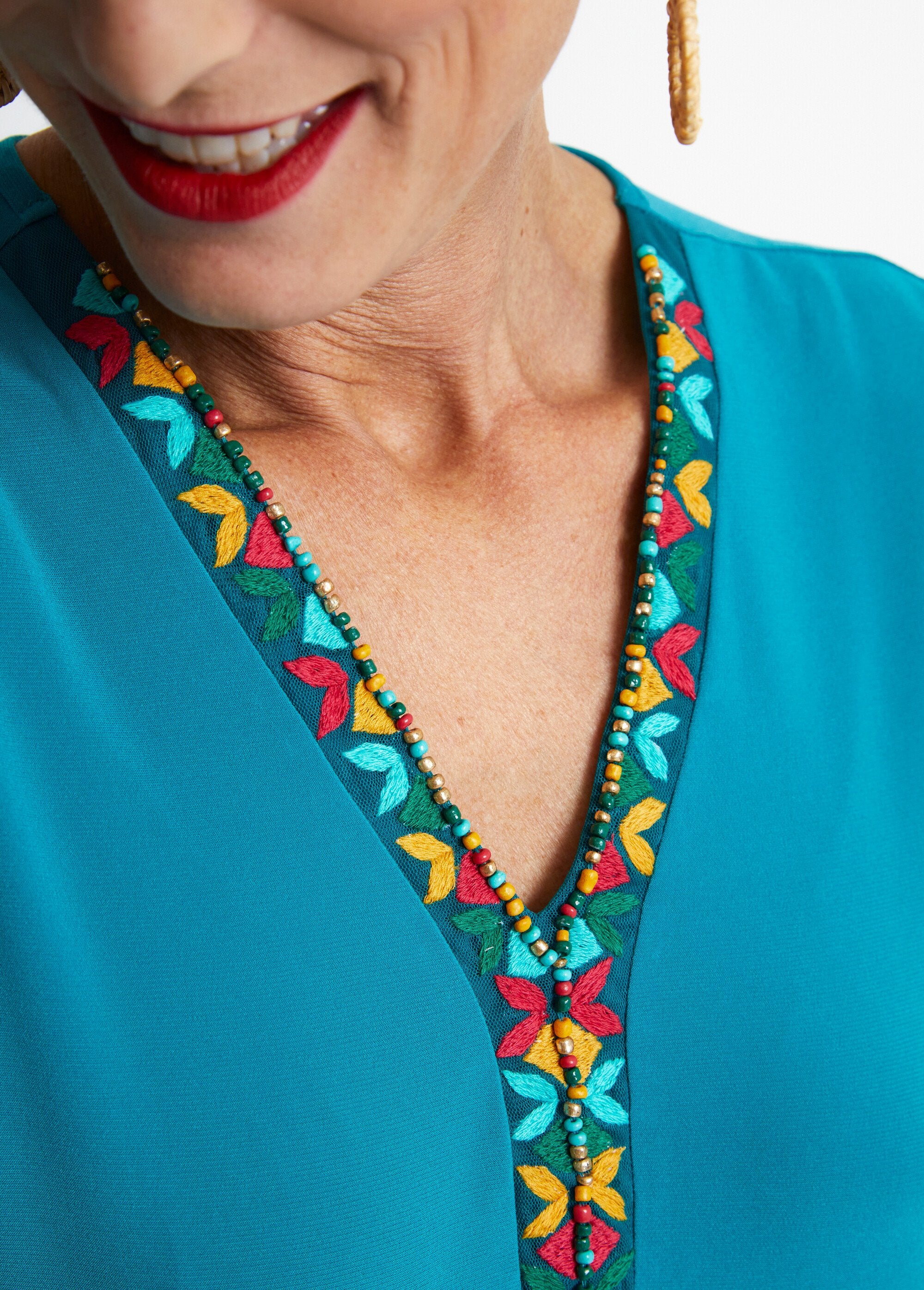 Tee-shirt_maille_extensible_encolure_fantaisie_Vert_DE2_slim