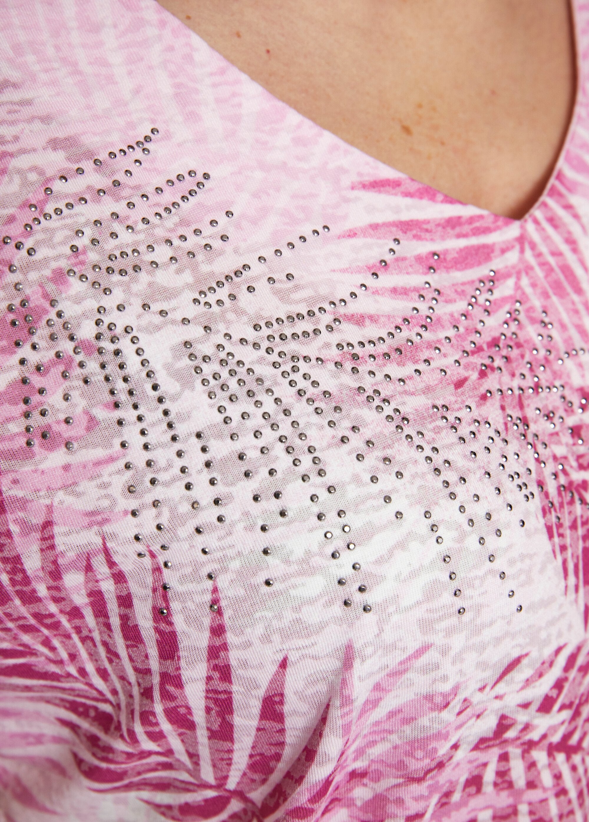 T-shirt_imprimé_court_maille_dévorée_Rose_DE3_slim