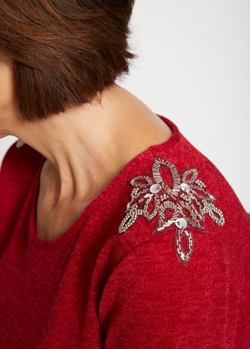 T-shirt_uni_détails_bijoux_fantaisie_Rouge_DE1_slim