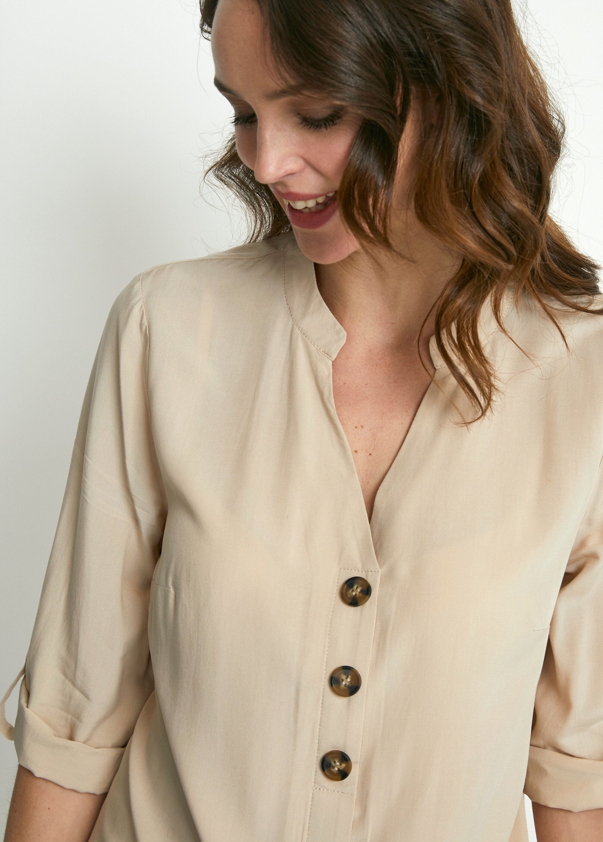 Tunique_ample_longue_manches_3/4_Sable_DE1_slim