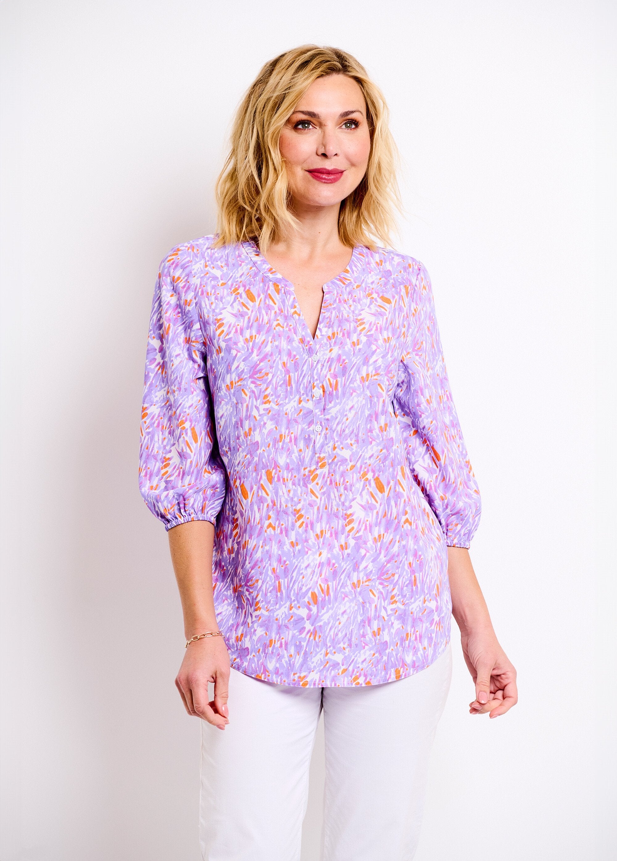 Tunique_ample_longue_imprimée_manches_3/4_Imprime_violet_FA1_slim