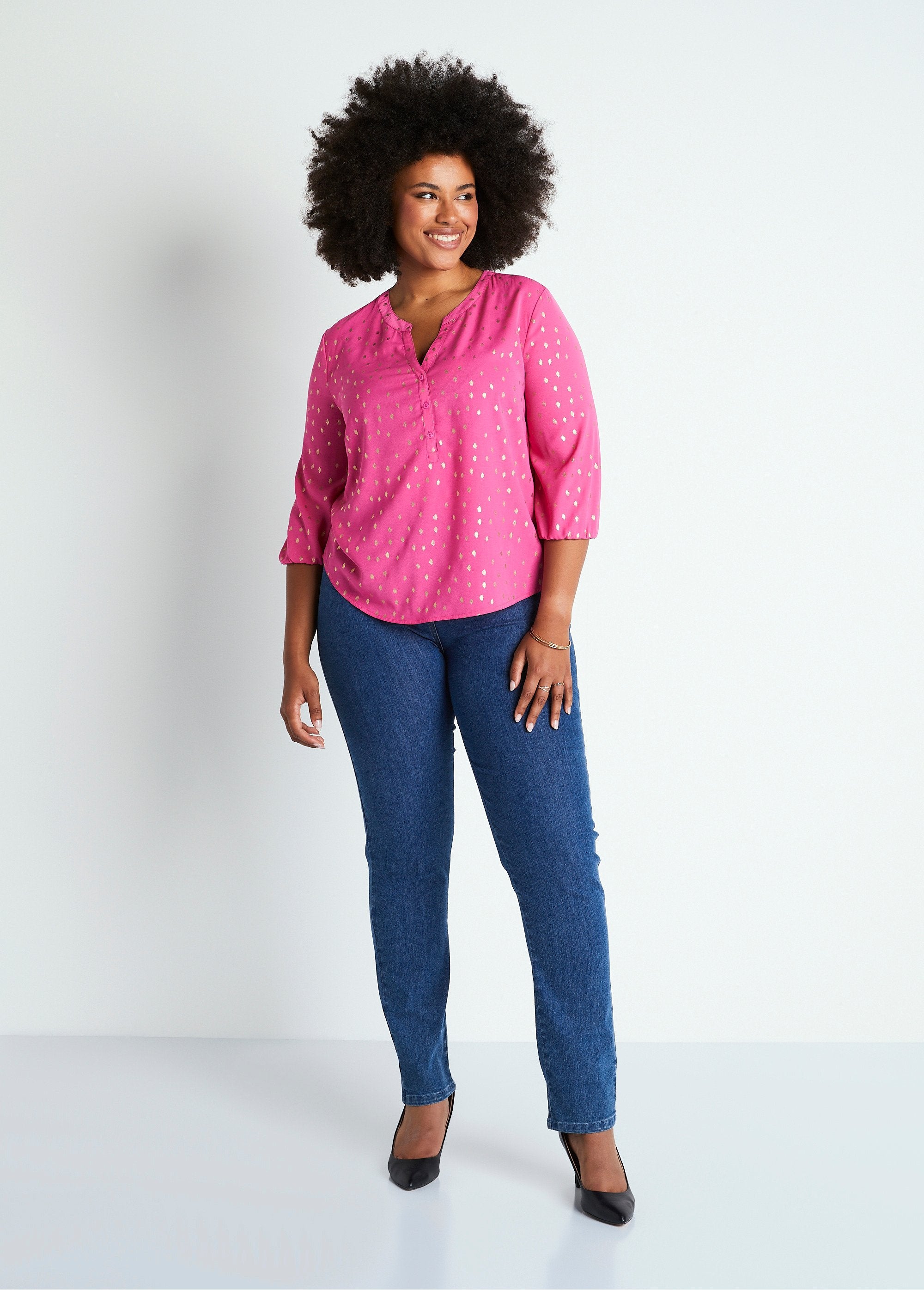 Tunique_ample_mi-longue_manches_3/4_Rose_SF1_curvy