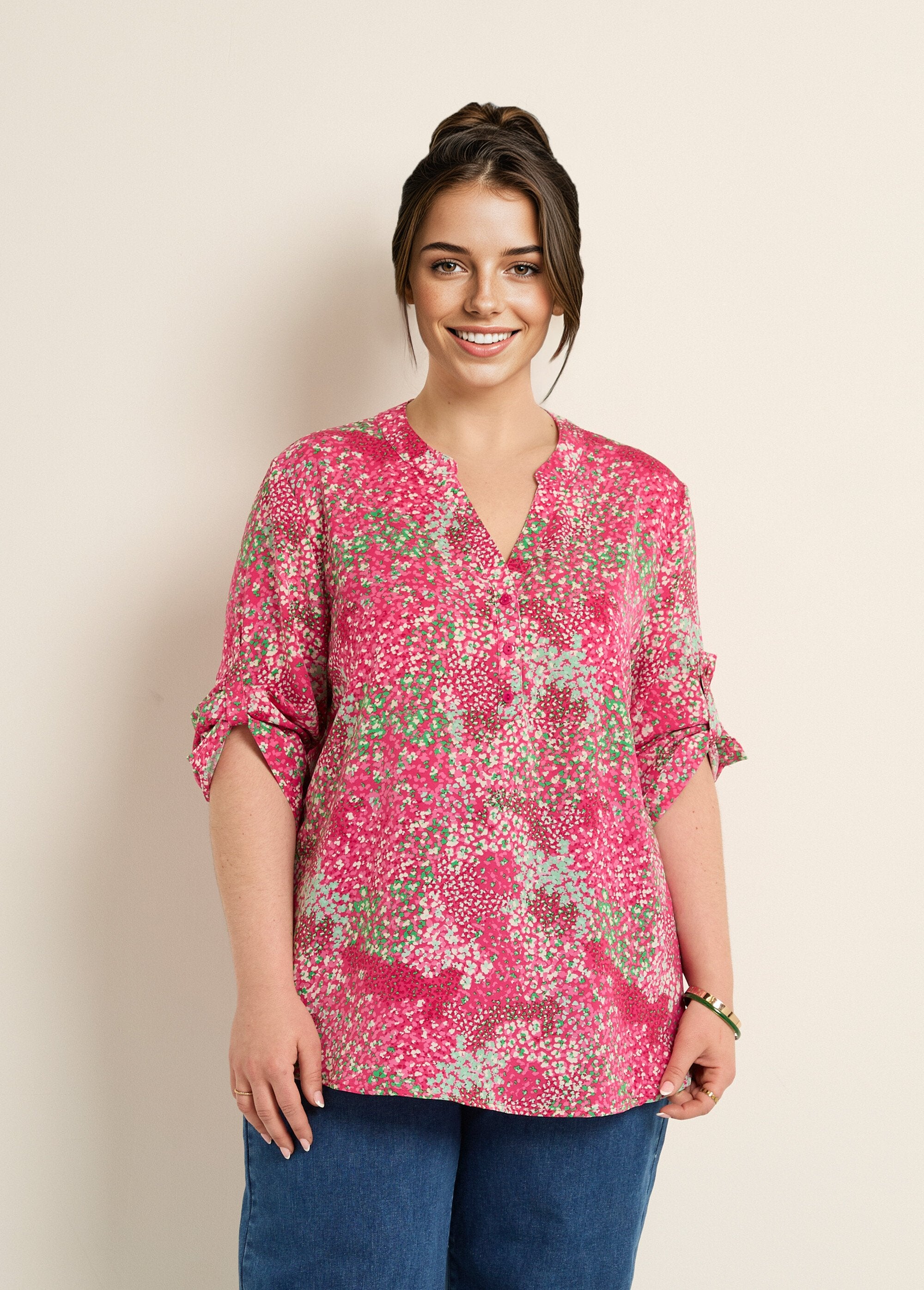 Tunique_col_V_fleurie_manches_longues_Rose_imprime_FA1_curvy