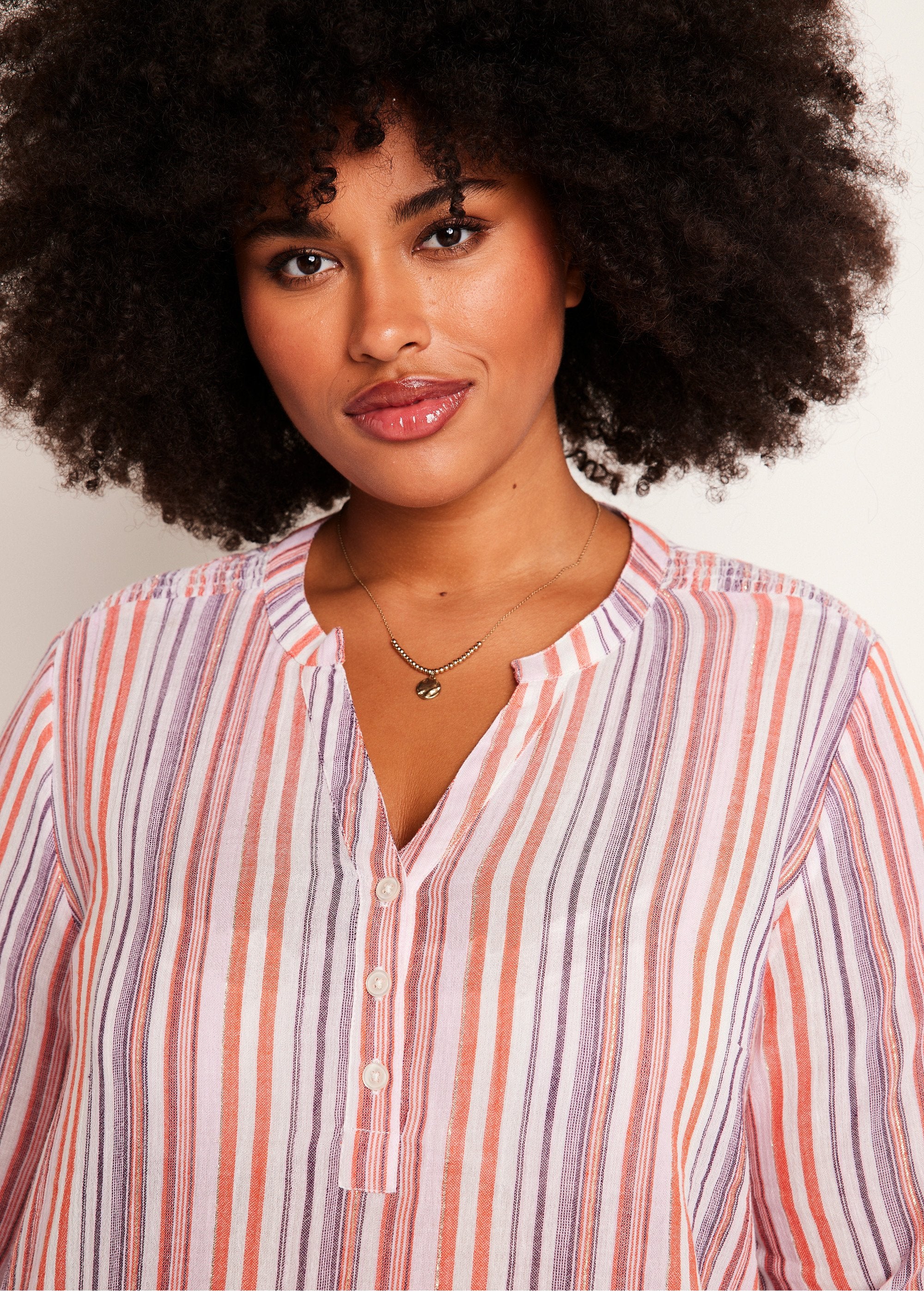 Tunique_droite_longue_rayée_brillant_Rose_DE1_curvy