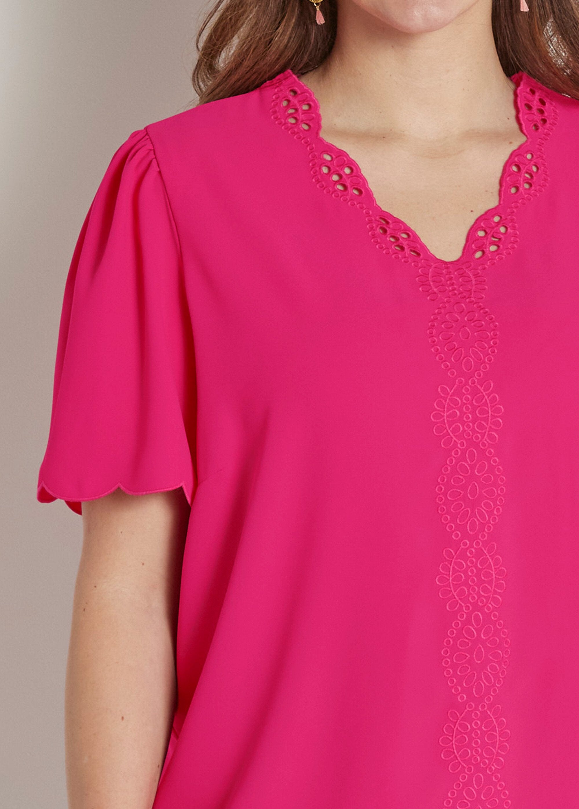 Tunique_longue_brodée_manches_courtes_unie_Fuchsia_DE1_curvy